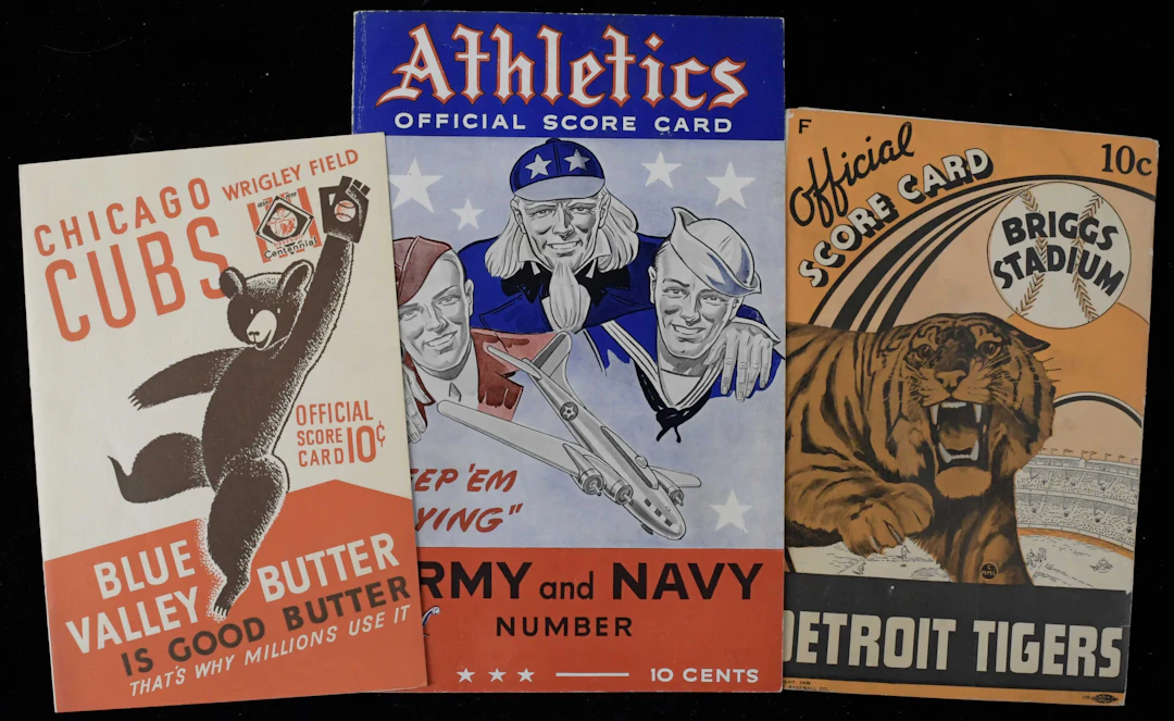 "Lot of (3) baseball programs from 1938-1942 with Greenberg 2-HR game (EX-EX/MT)