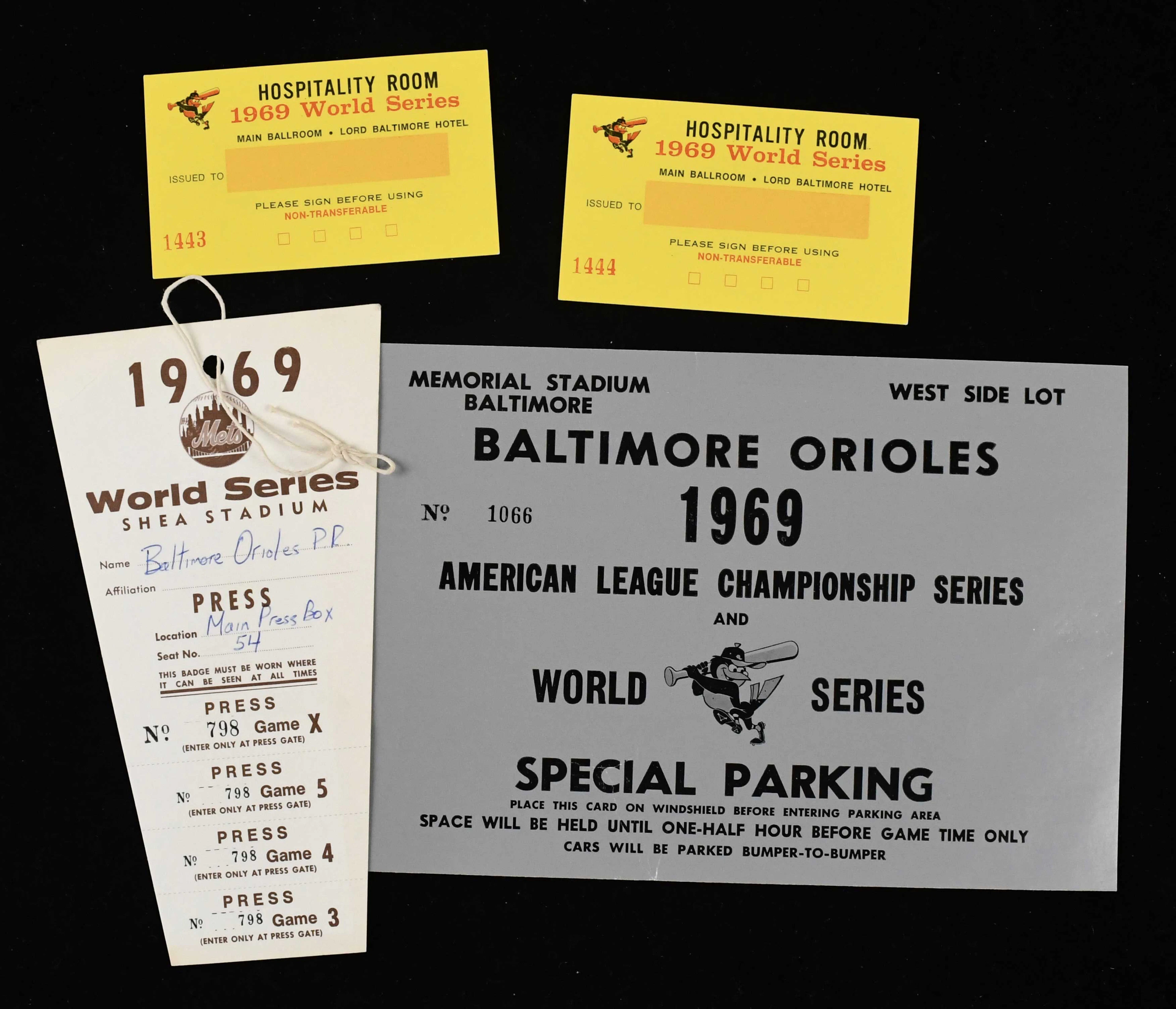"Lot of (4) 1969 World Series passes (VG-EX/MT)