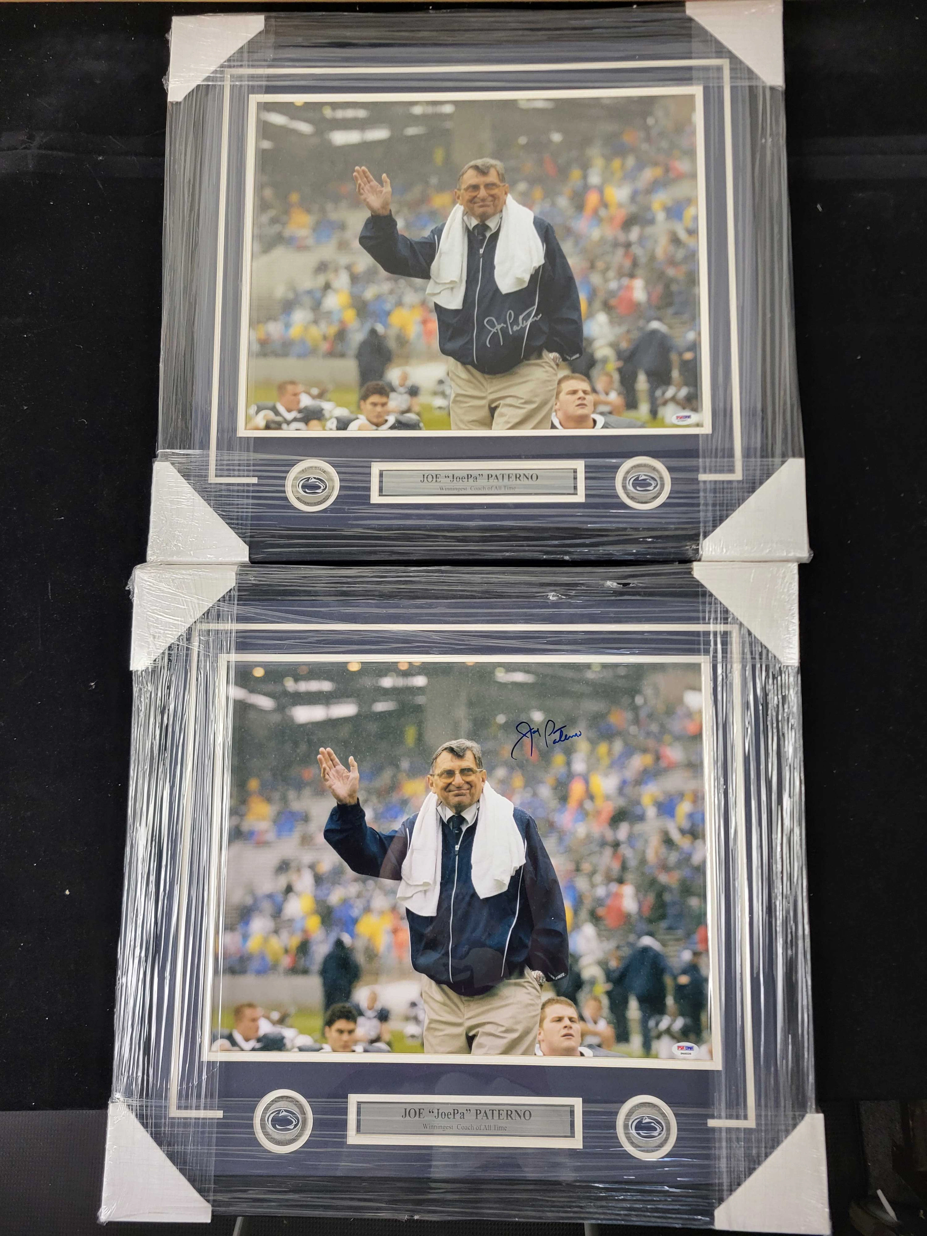 "Pair of larger Joe Paterno framed and autographed photos...