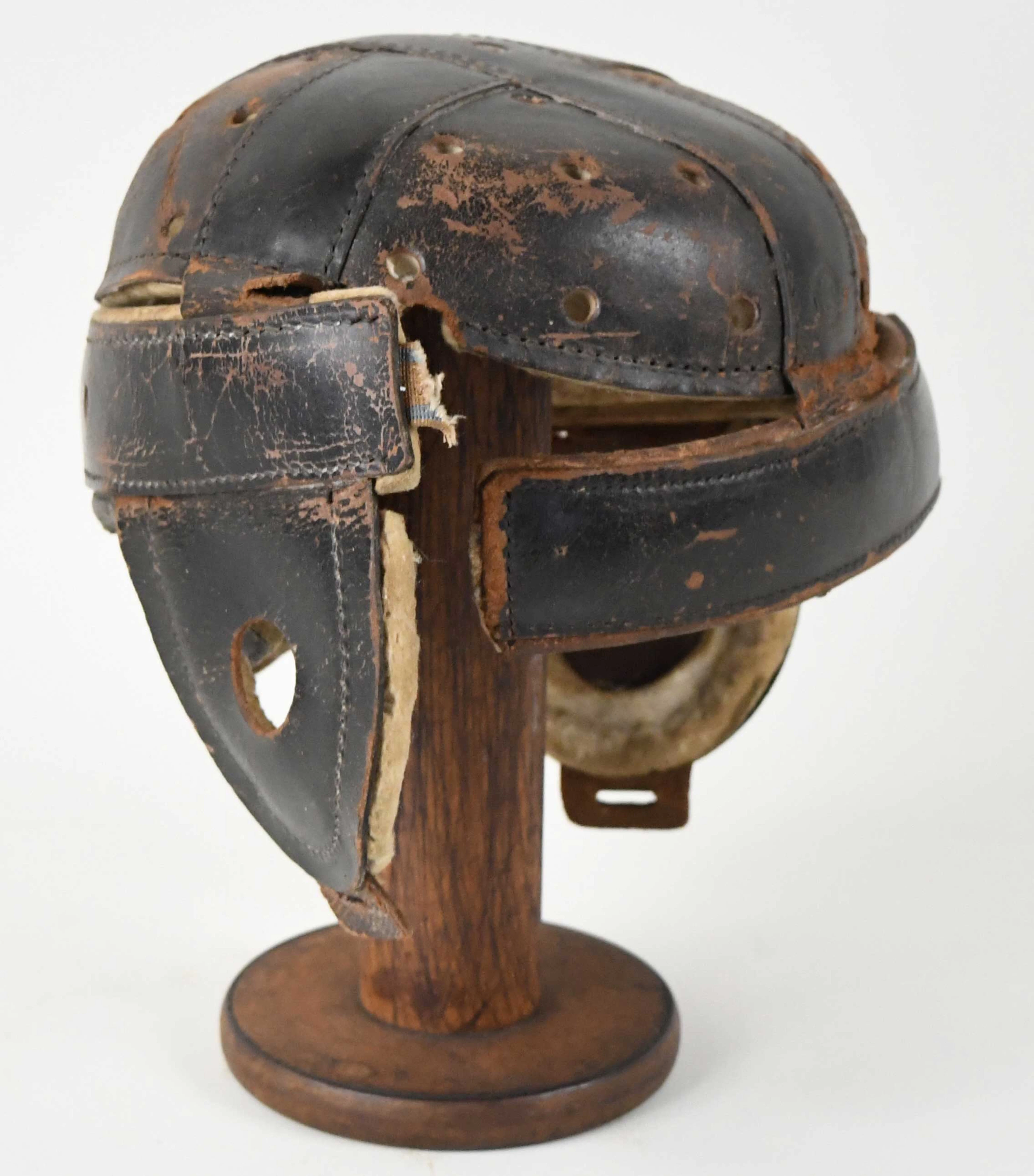 "Spalding leather football helmet
