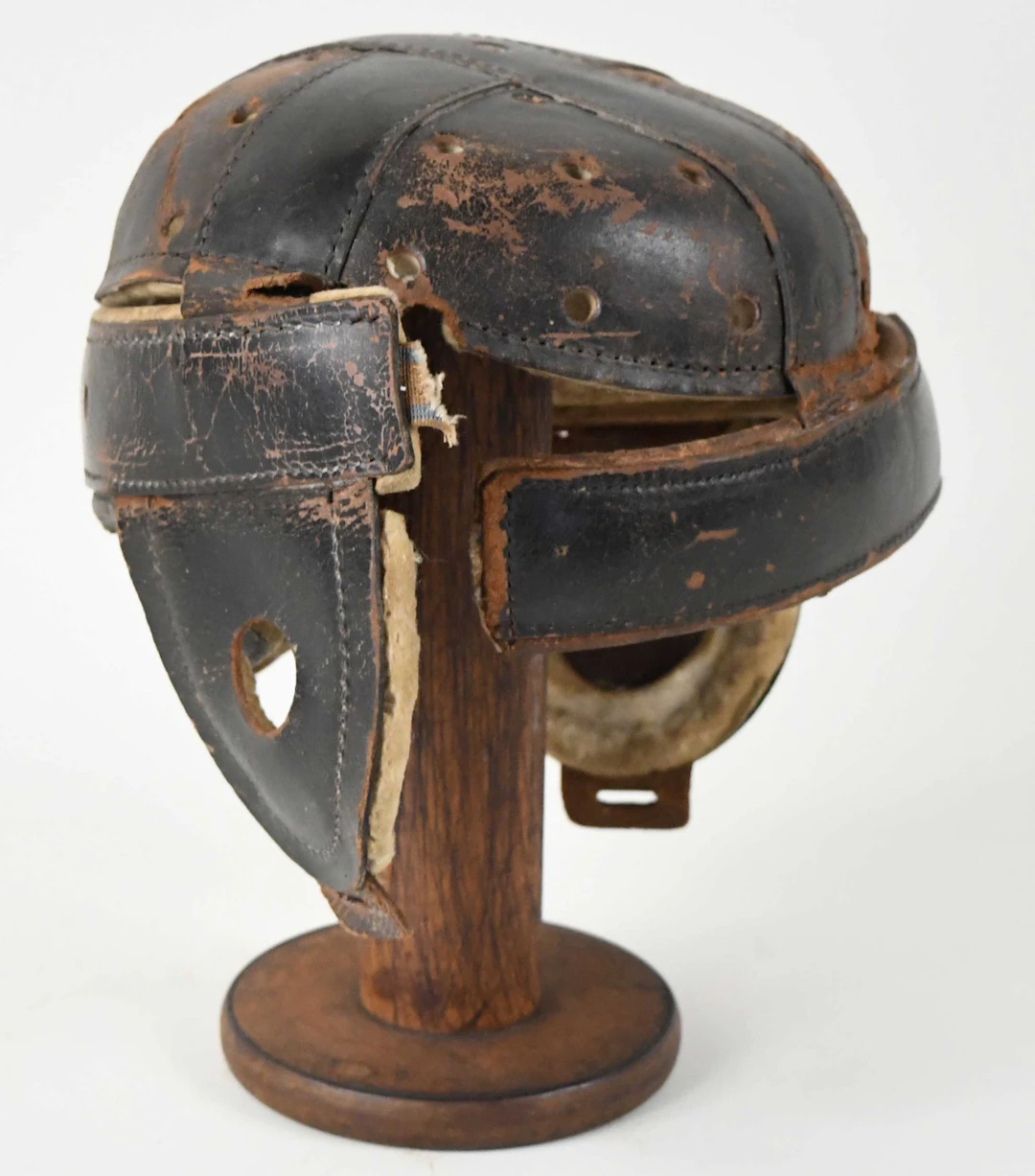"Spalding leather football helmet