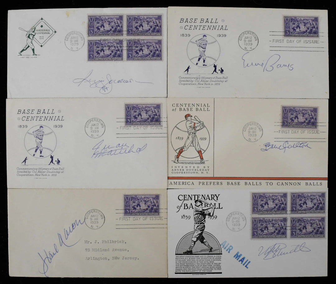 "Lot of (6) Hall of Famer autographed 1939 Centennial cachets (Sigs