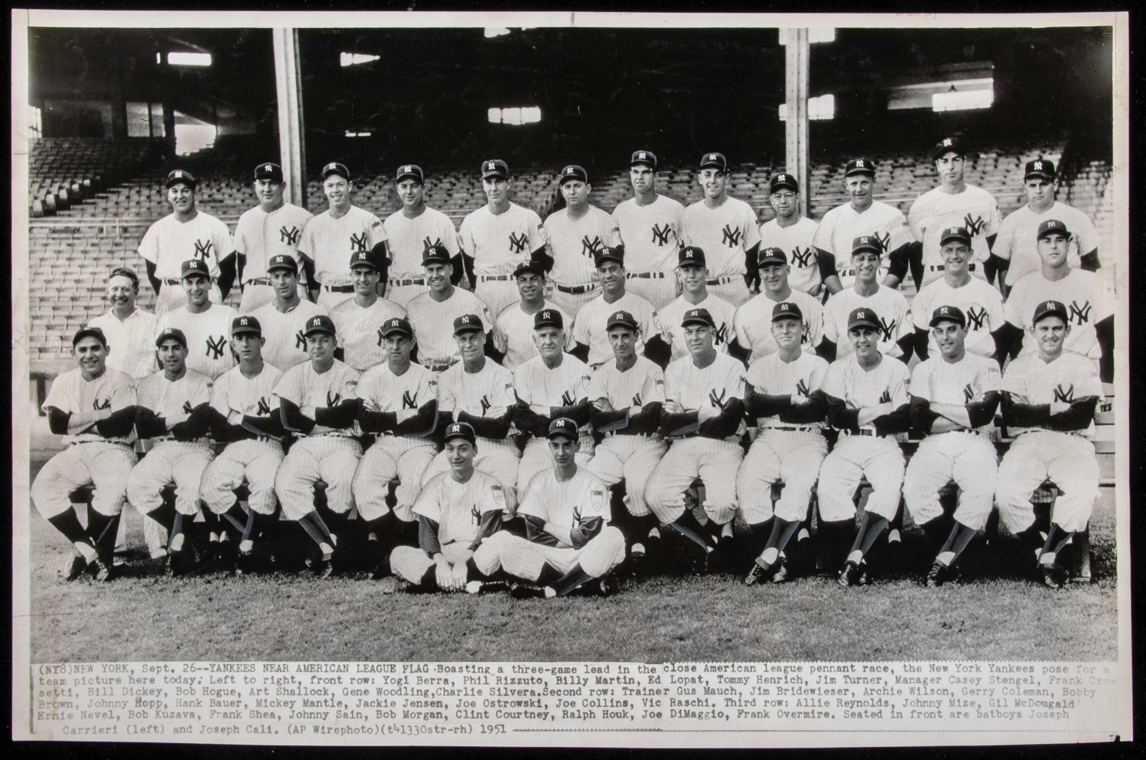 "1951 New York Yankees large format team photograph with...