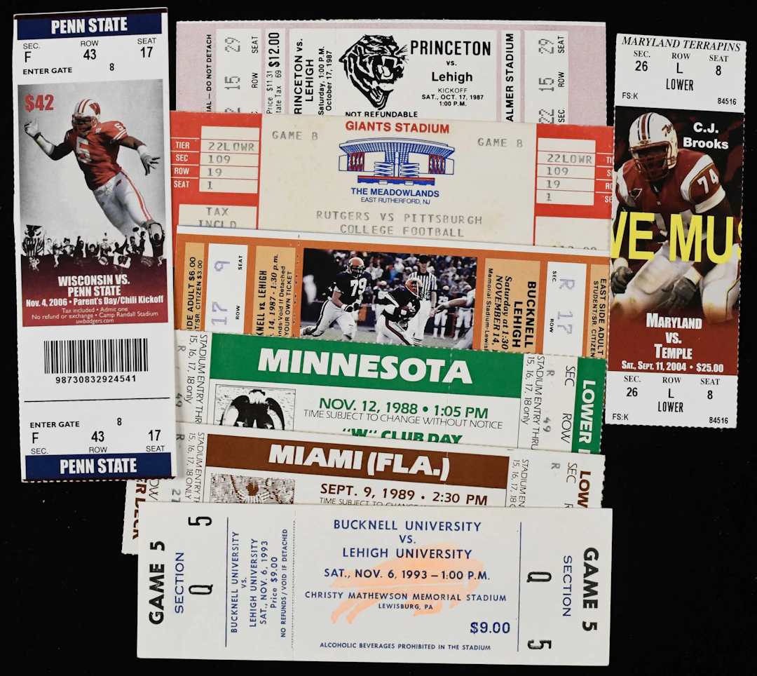 "Lot of (48) college football full tickets from 1981-2016 (FR/GD-NM/MT)