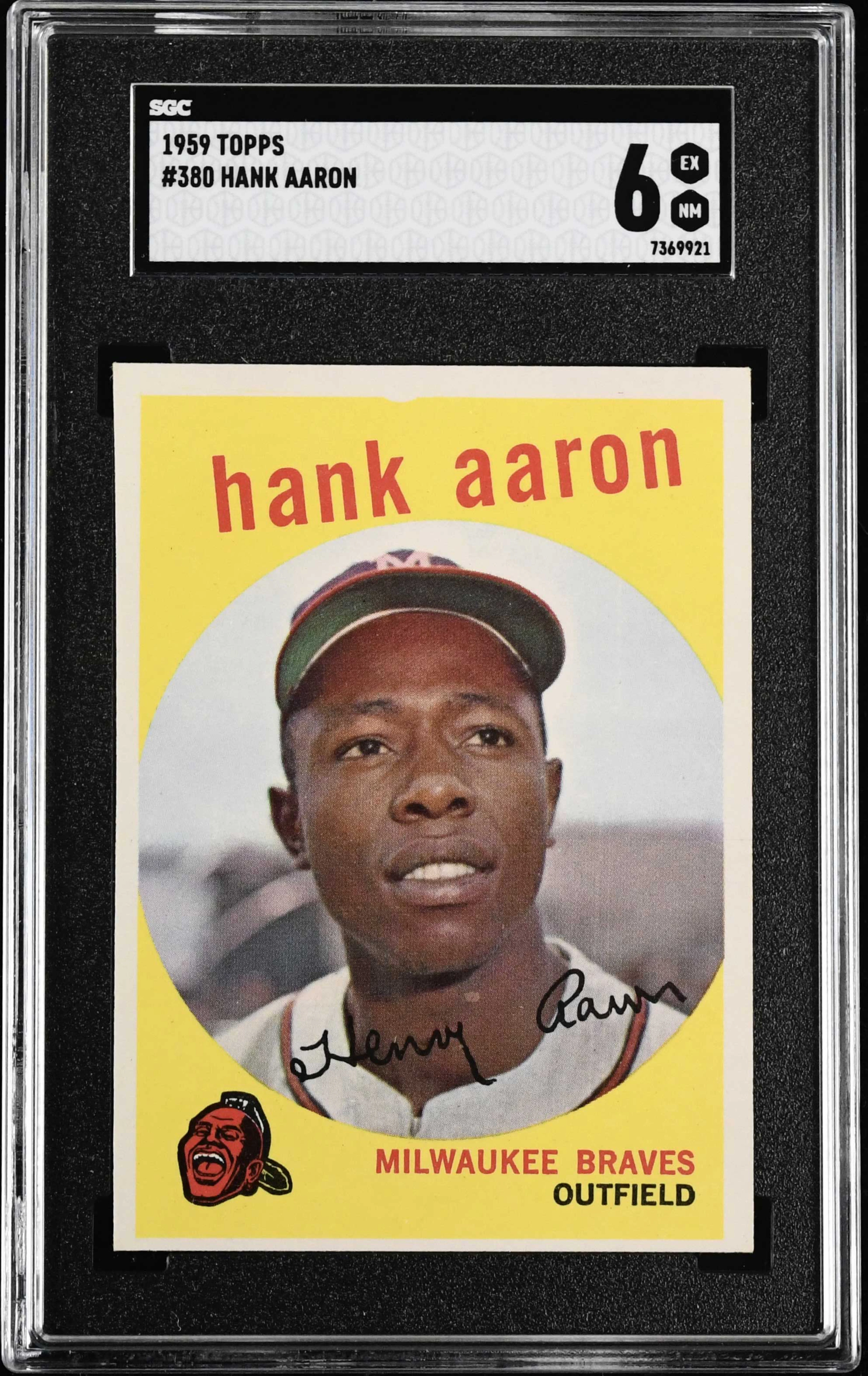 1959 Topps #380 Hank Aaron (SGC 6 EX NM) Pack fresh with...