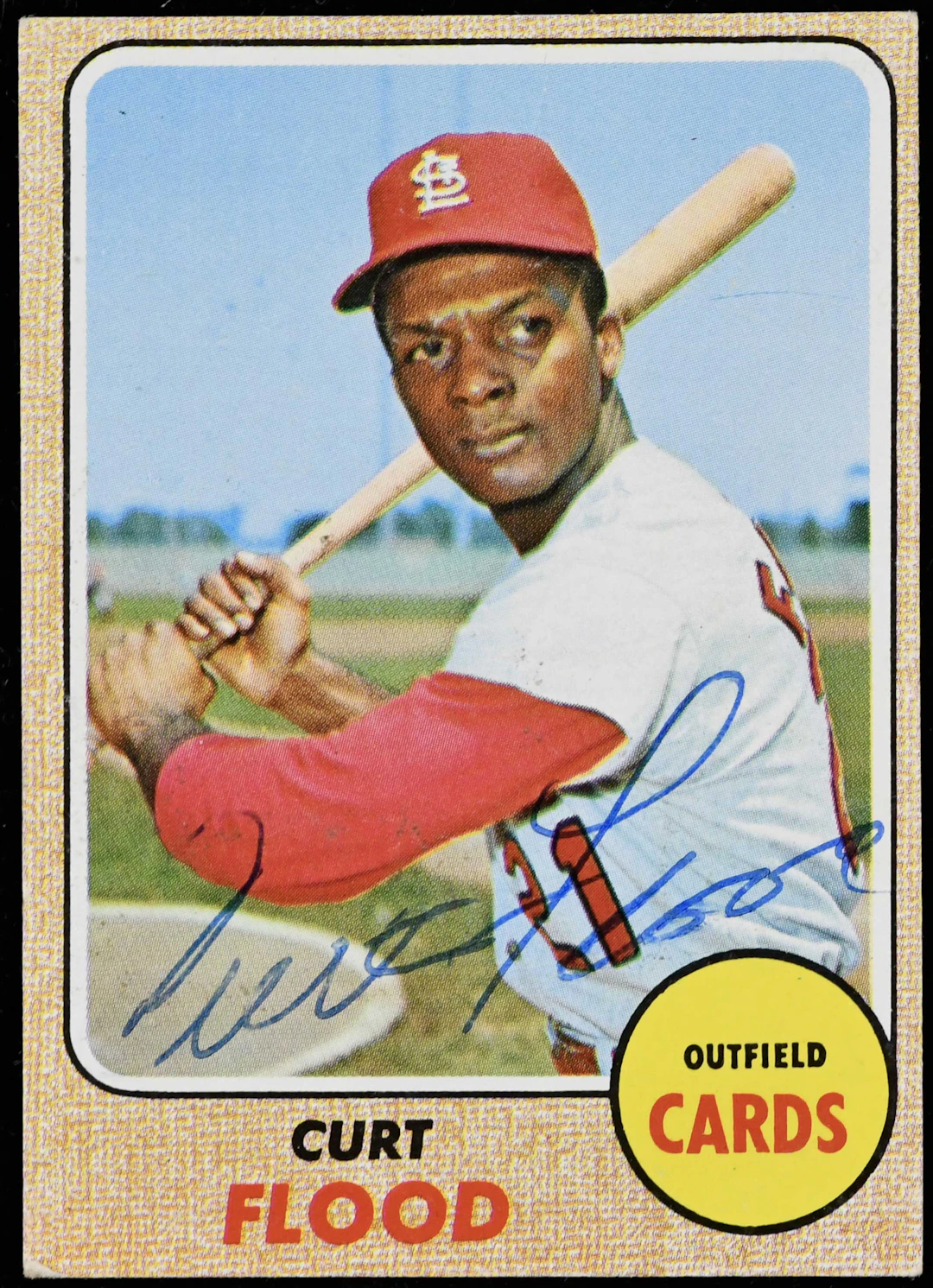 "Curt Flood signed 1968 Topps Baseball card (VG/EX)