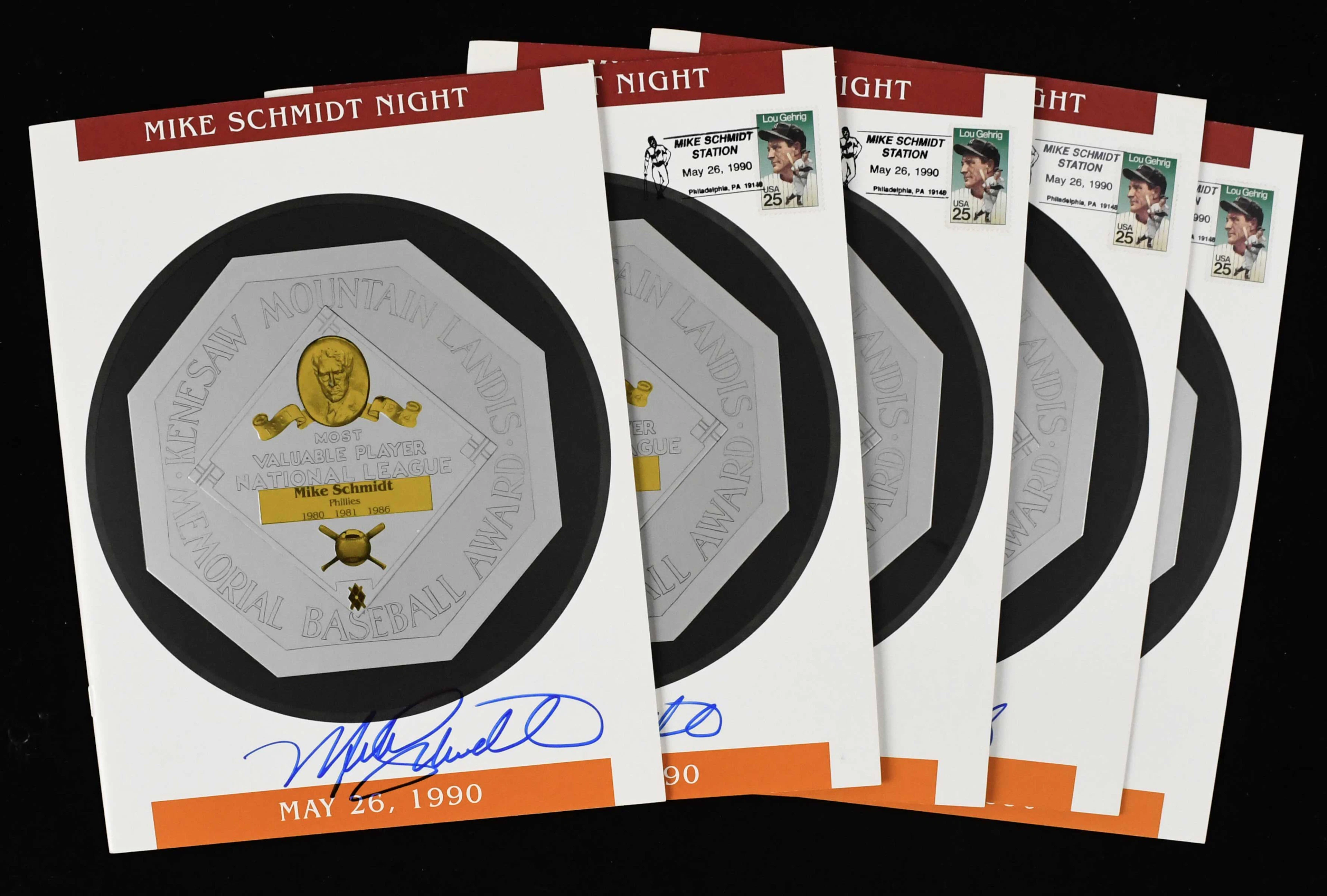 "Lot of (5) Mike Schmidt autographed 1990 ""Schmidt Night"" programs (Sigs