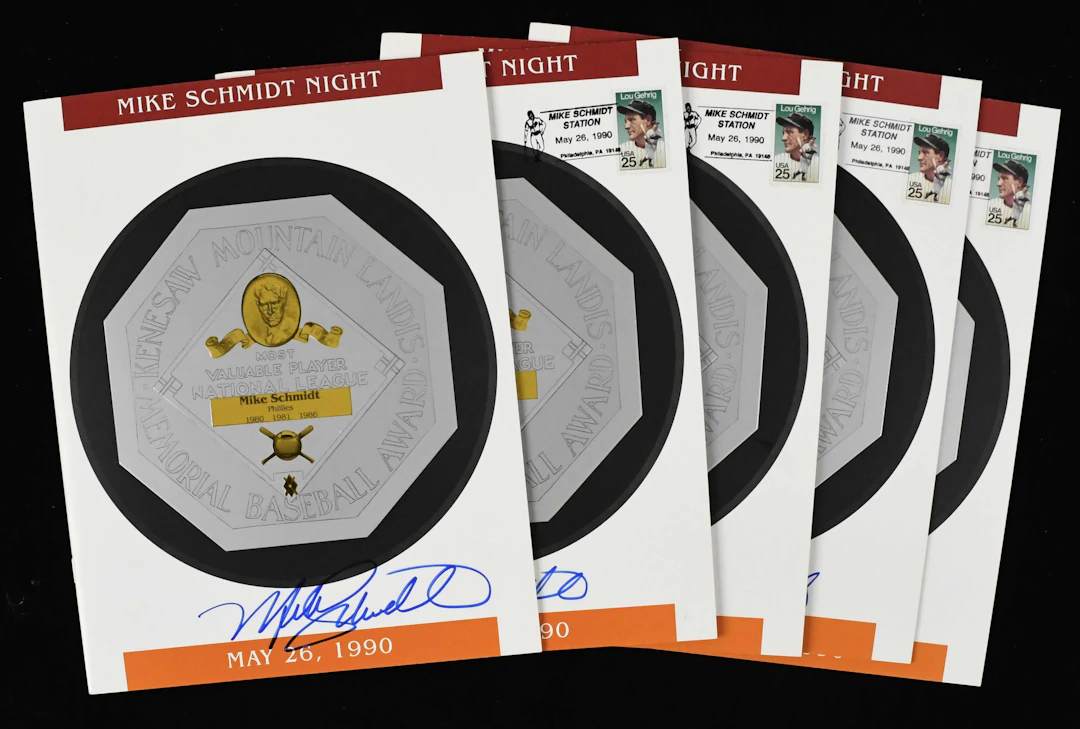 "Lot of (5) Mike Schmidt autographed 1990 ""Schmidt Night"" programs (Sigs