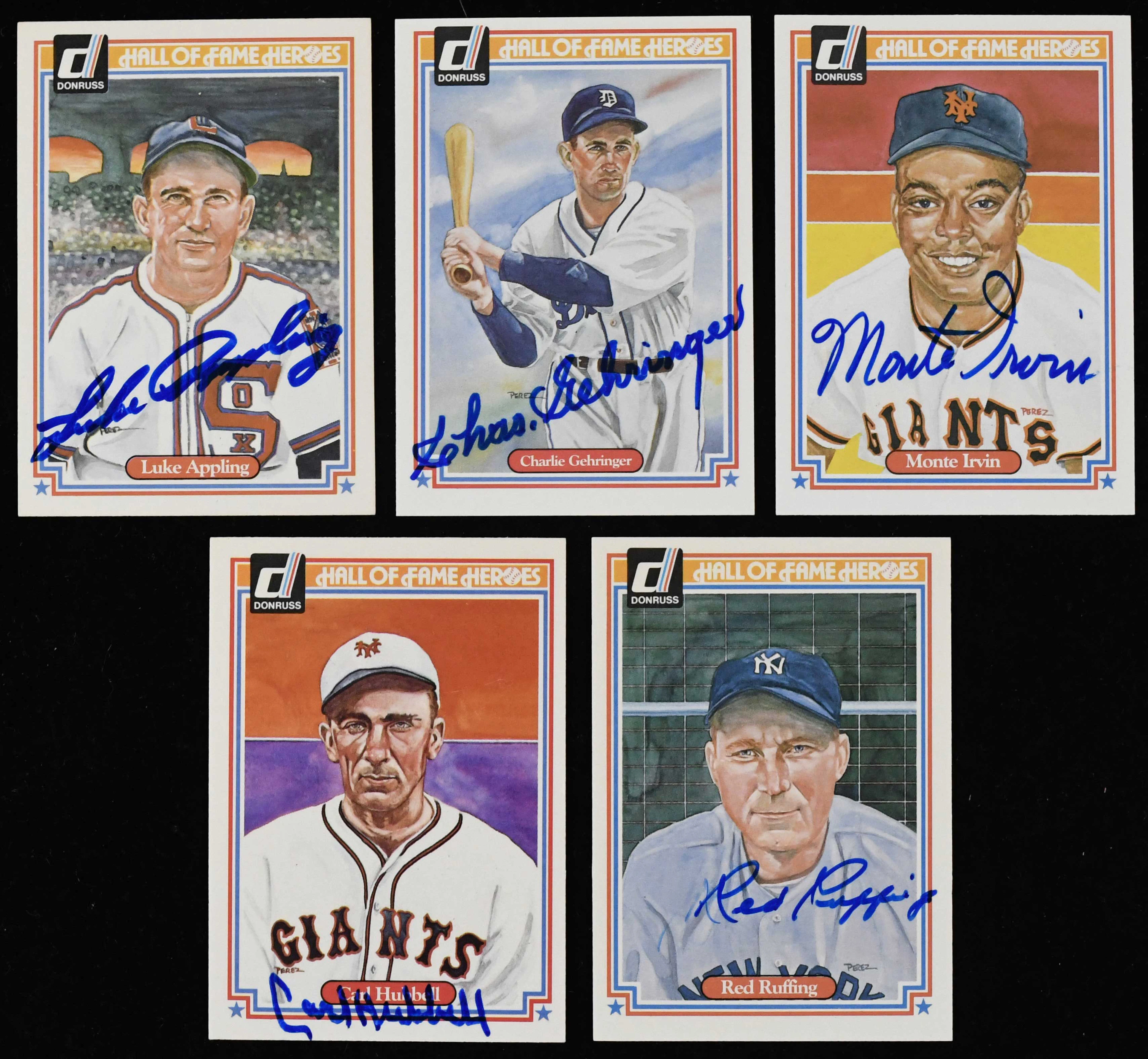 "Lot of (5) signed 1983 Donruss Hall Of Fame Heroes...