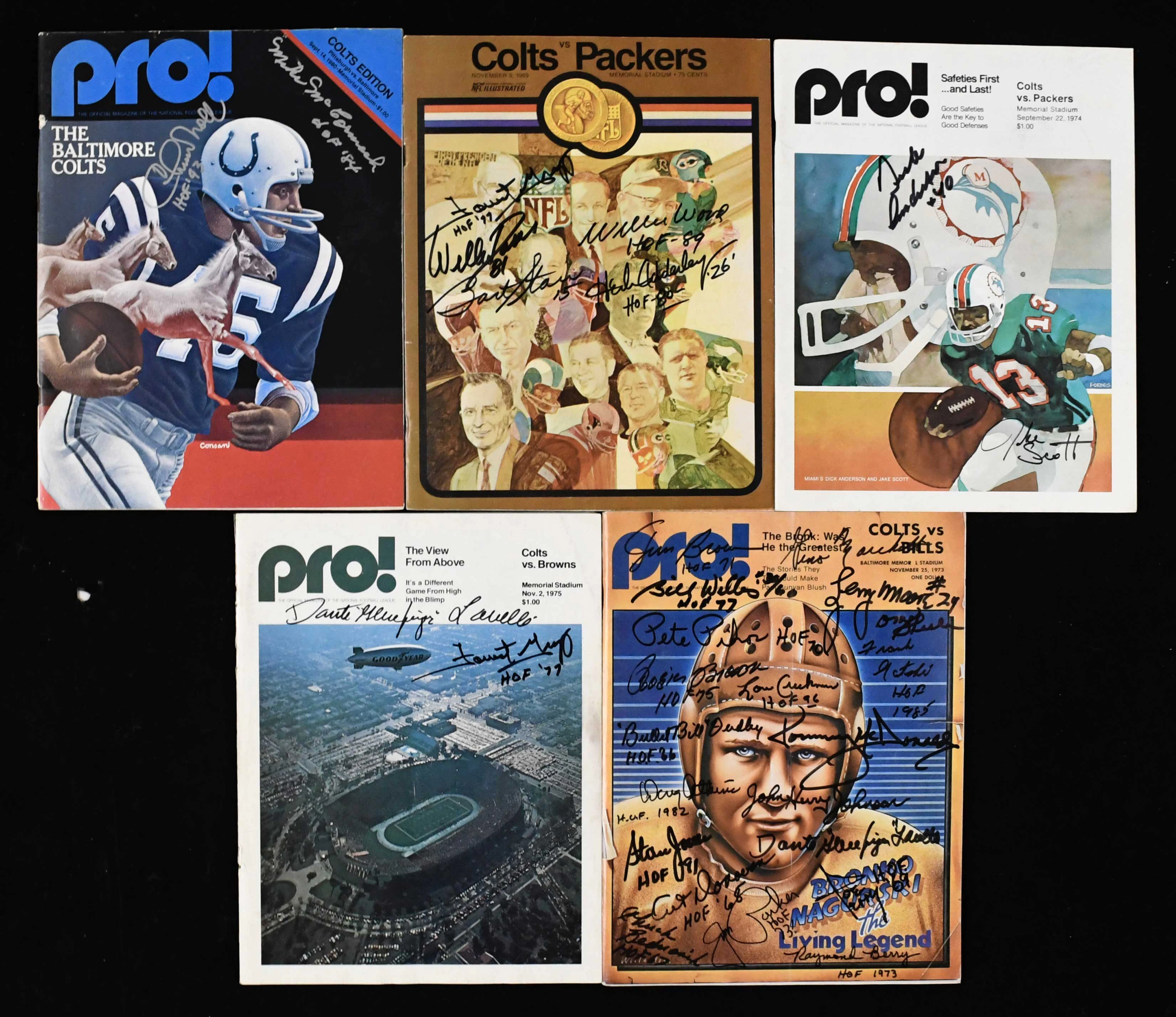 "Lot of (5) multi-signed FB programs & publications with HOFers