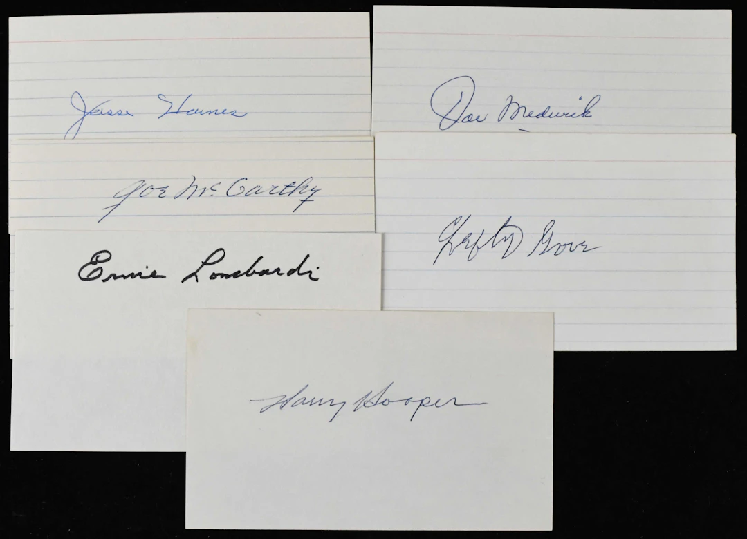 "Lot of (15) Baseball Hall of Famer autographed index...
