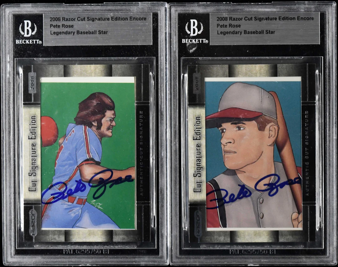 Lot of (2) Pete Rose signed 2008 Razor Cut Signature...