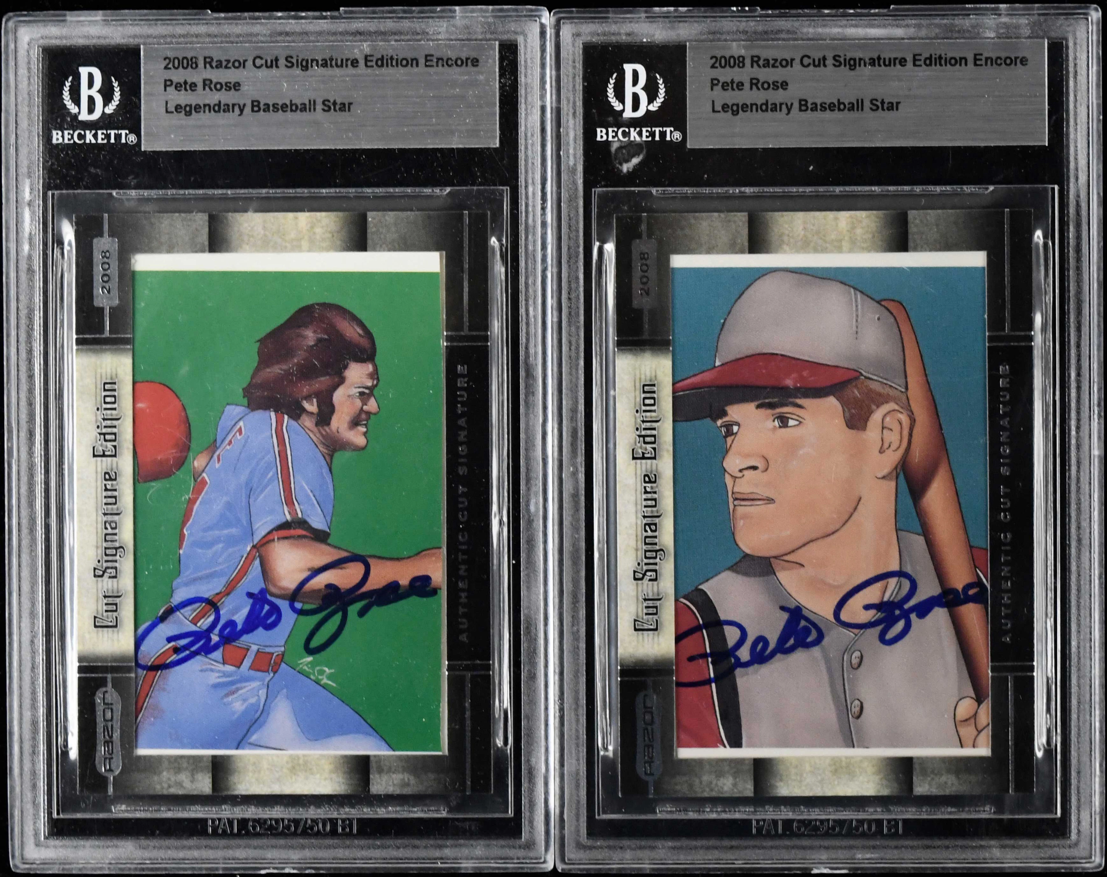 Lot of (2) Pete Rose signed 2008 Razor Cut Signature...