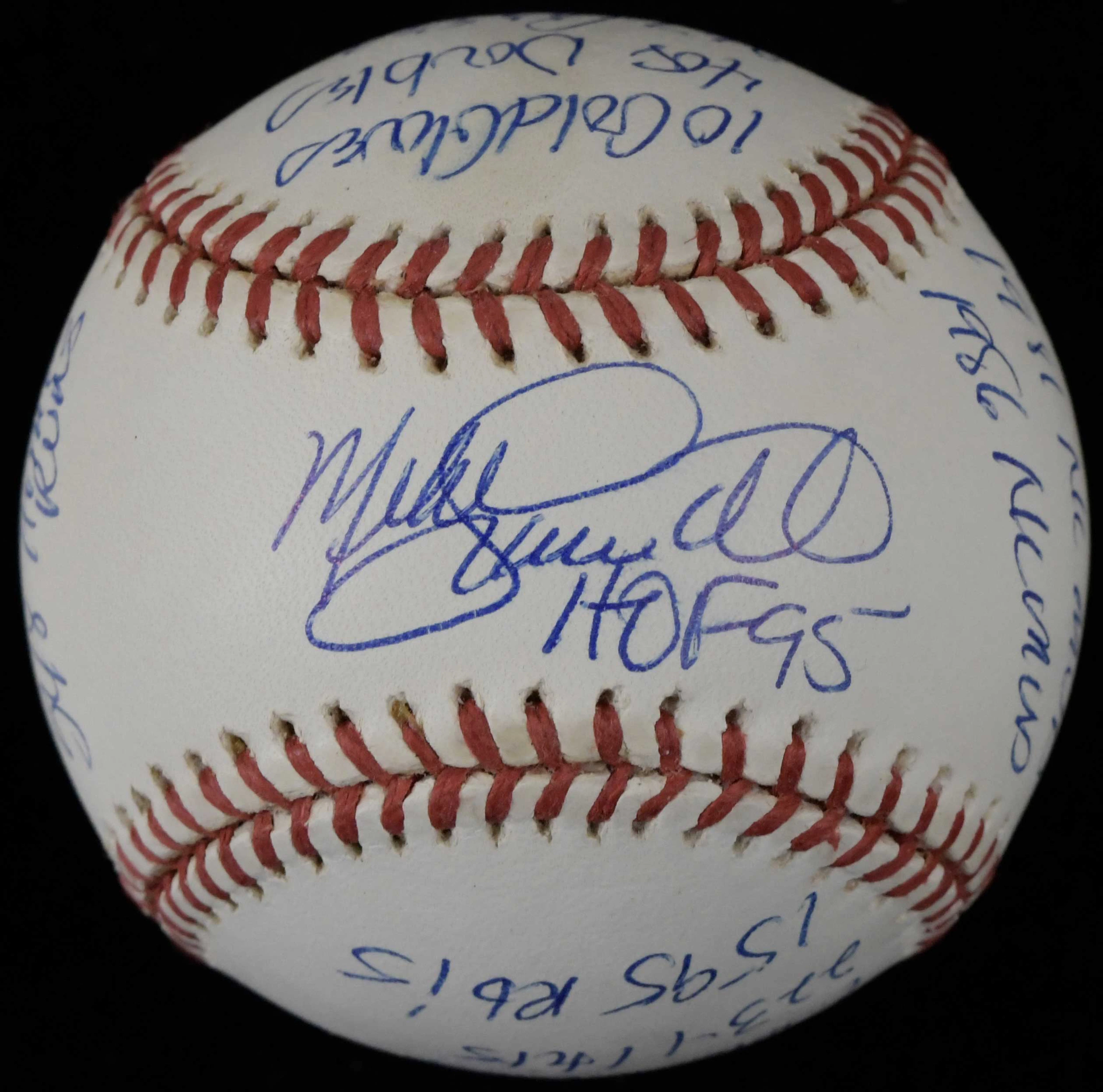 "Mike Schmidt signed and multi-inscribed limited edition stat ball (EX/MT)