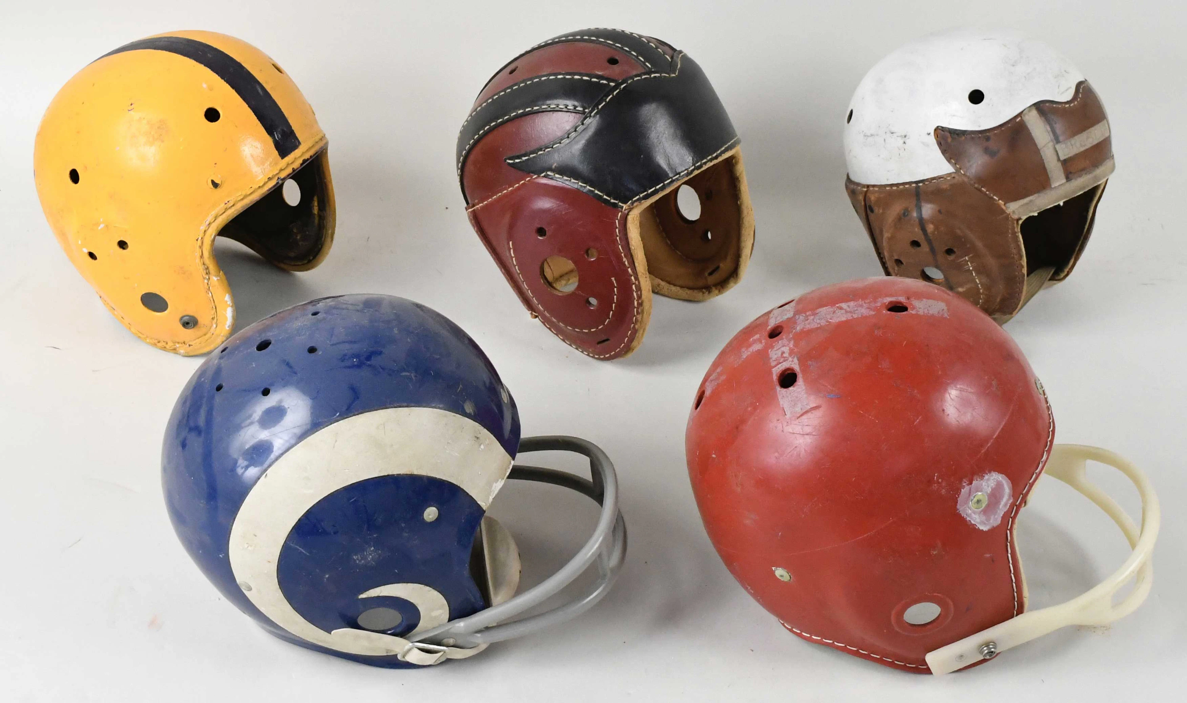 "Lot of (5) vintage football helmets