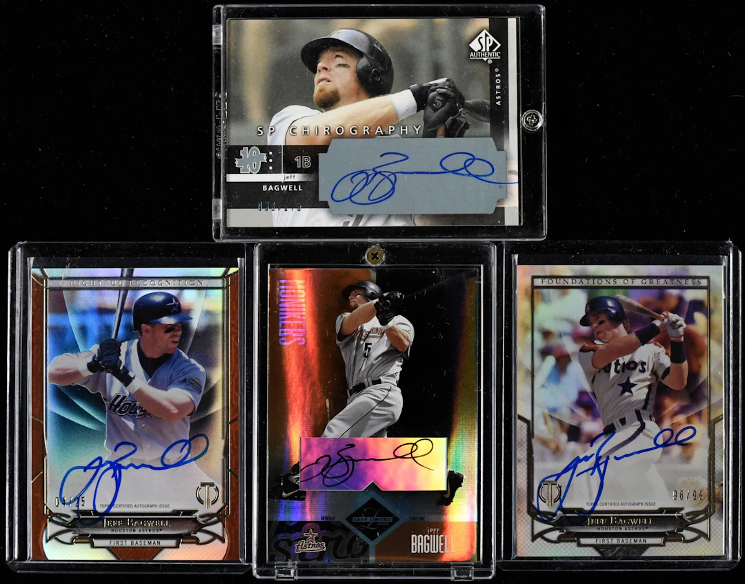 "Lot of (4) Jeff Bagwell signed serial numbered insert cards (NM-NM/MT)