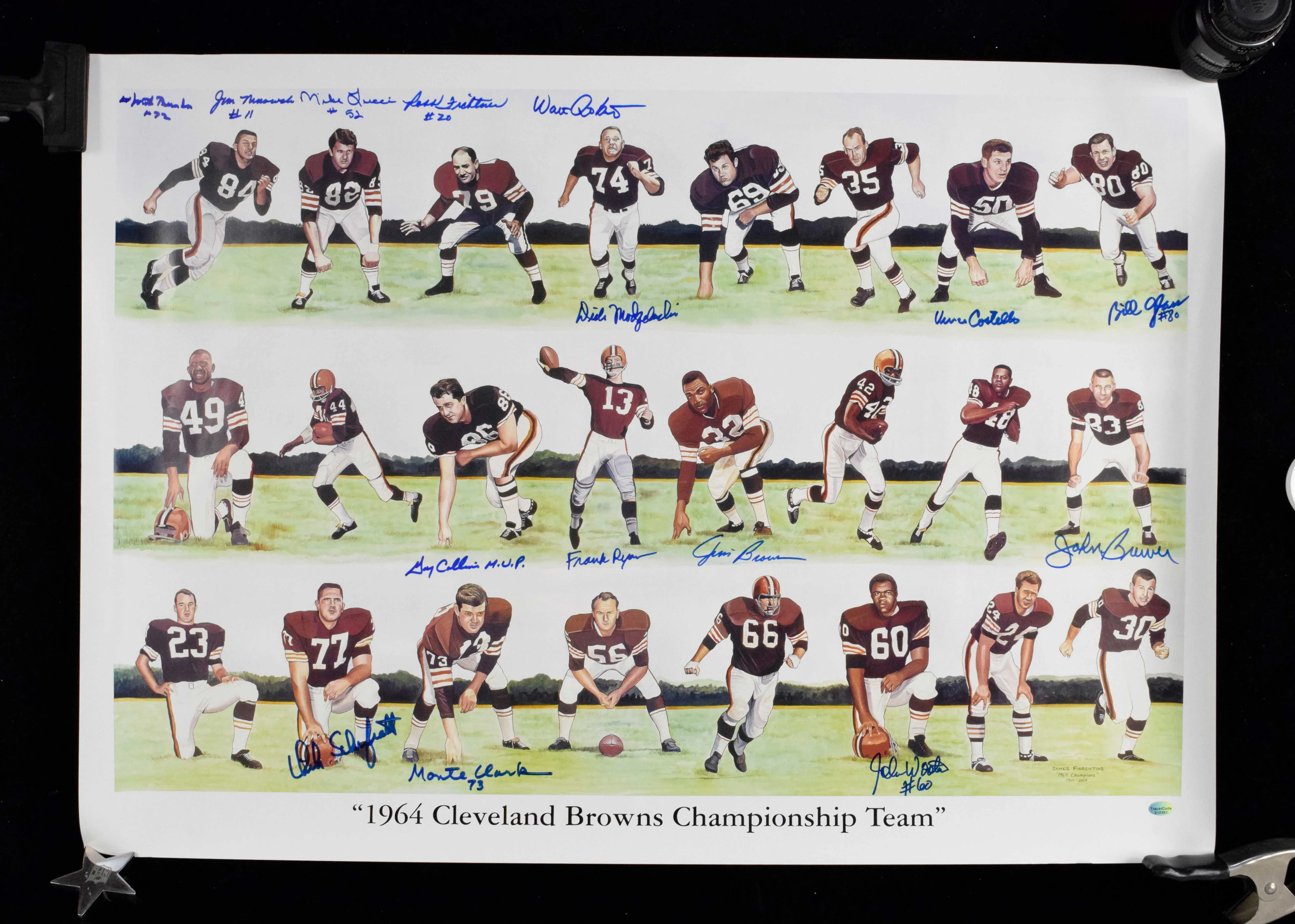"1964 Cleveland Browns multi-signed James Fiorentino print (EX/MT)