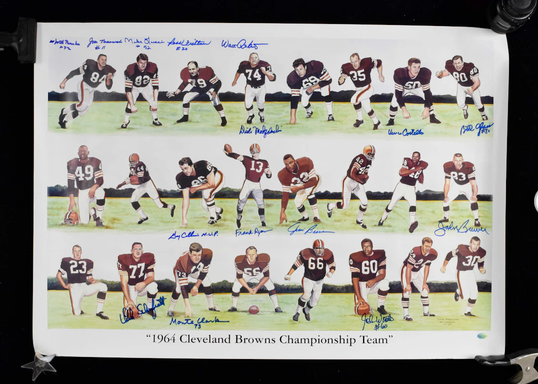 "1964 Cleveland Browns multi-signed James Fiorentino print (EX/MT)