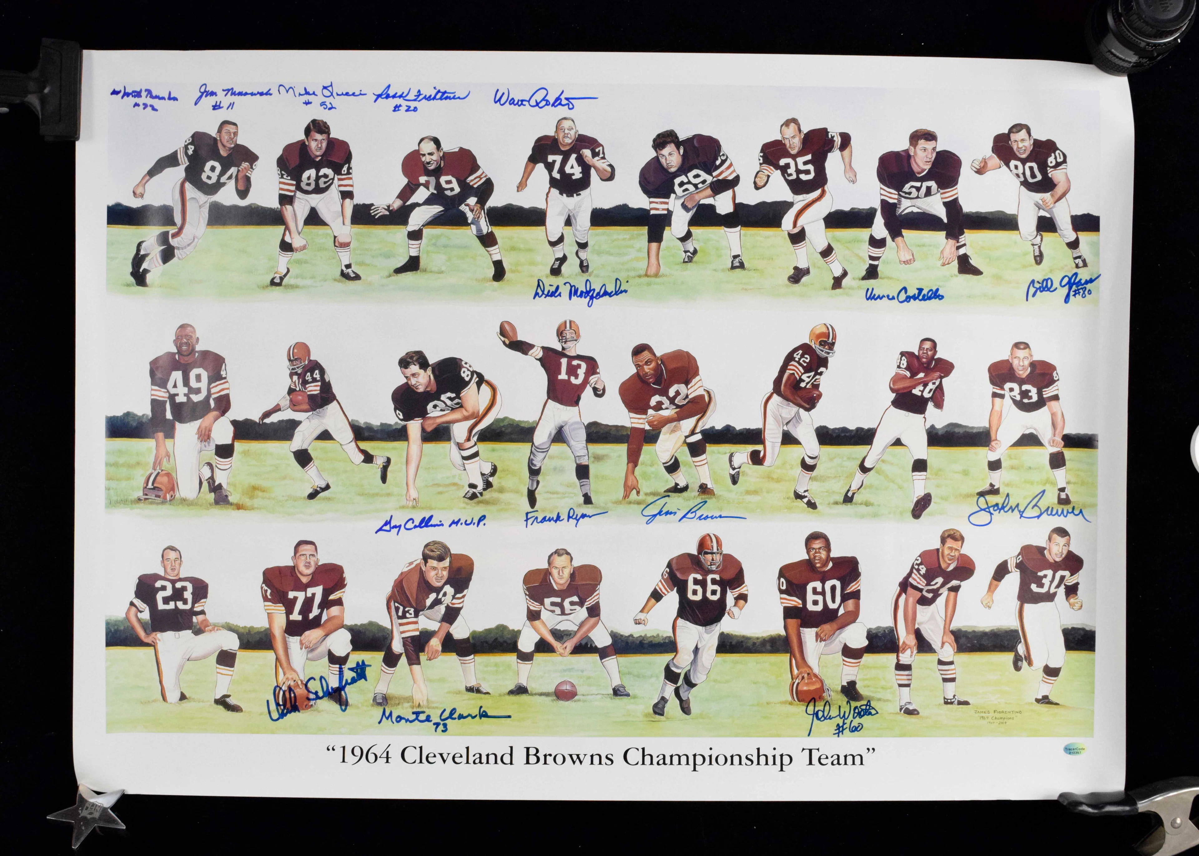 "1964 Cleveland Browns multi-signed James Fiorentino print (EX/MT)