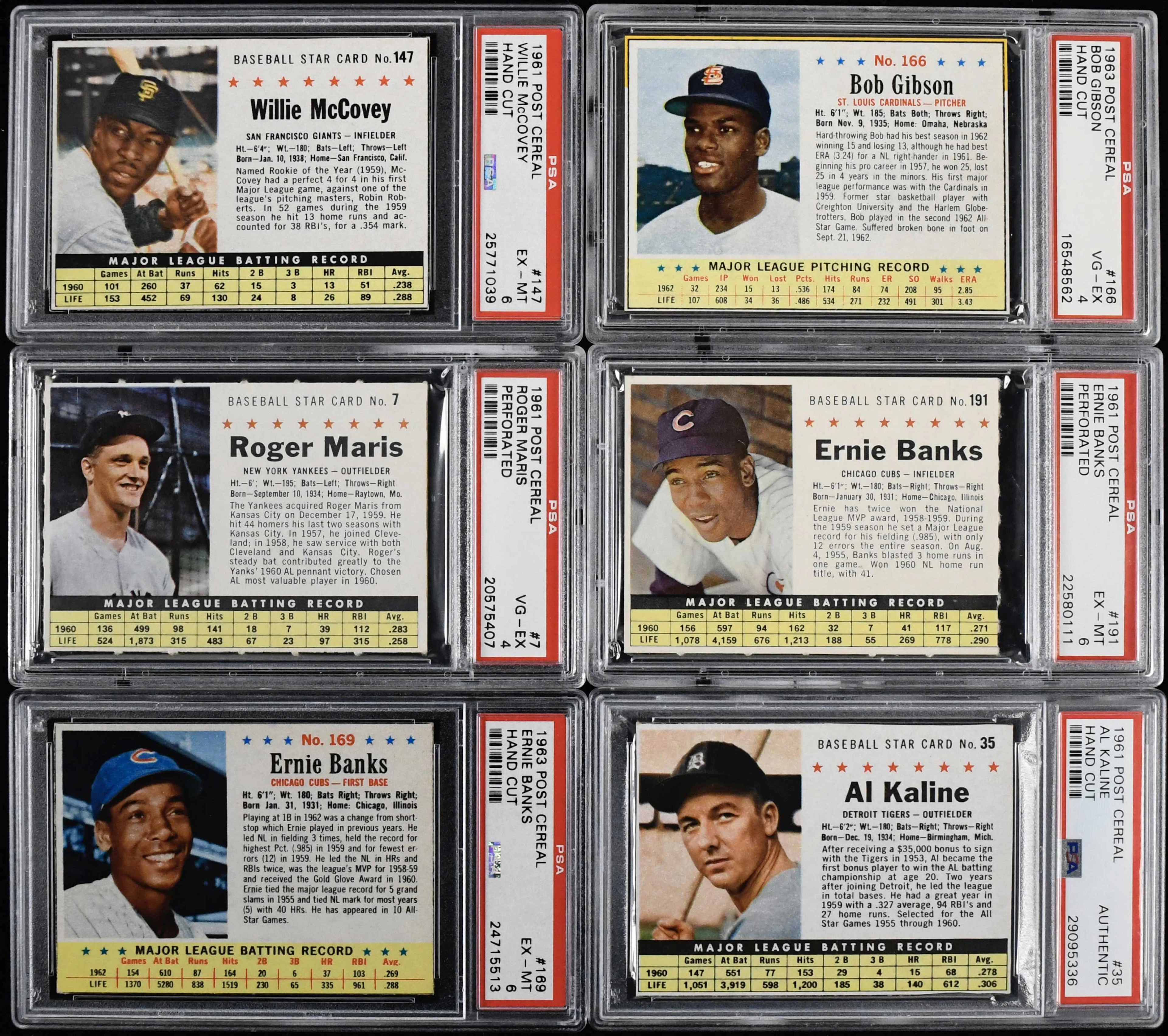 "Lot of (6) 1961-1963 Post PSA-graded stars