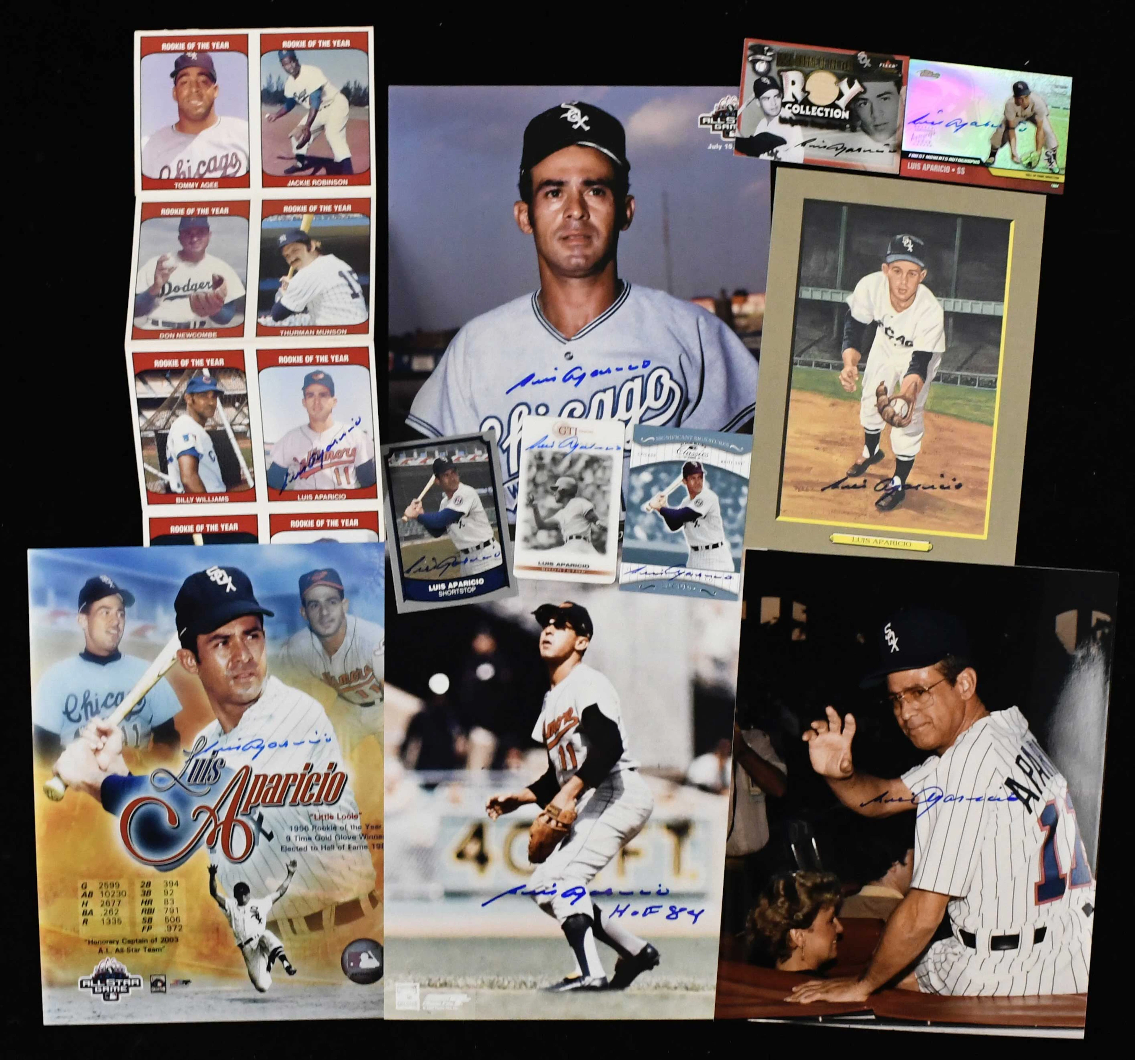 "Lot of (18) Luis Aparicio autographed pieces (EX/MT-NM)...