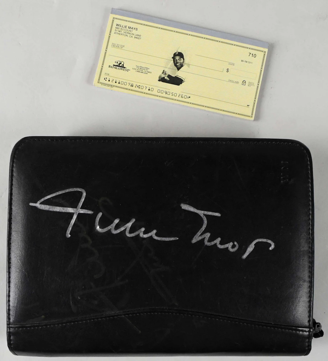 "Willie Mays unused checkbook with autographed planner...
