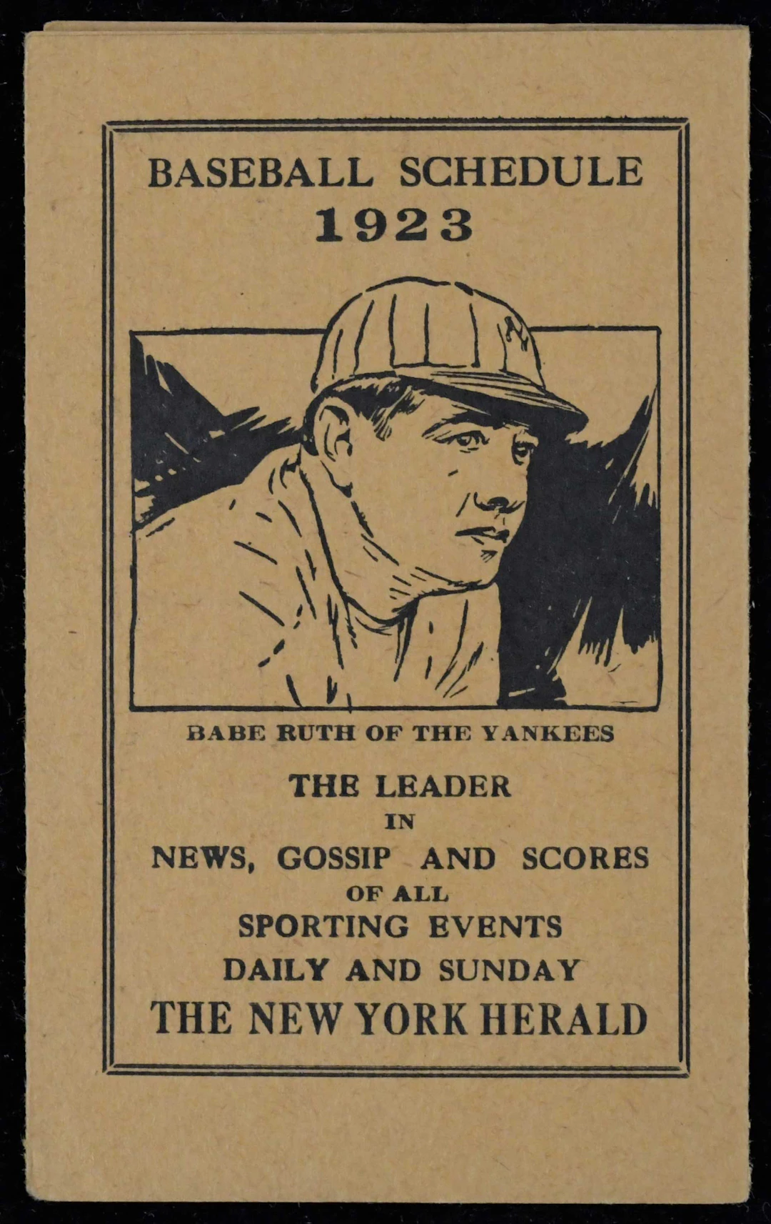 "Rare 1923 Babe Ruth pictorial New York Herald pocket schedule (Displays EX/MT