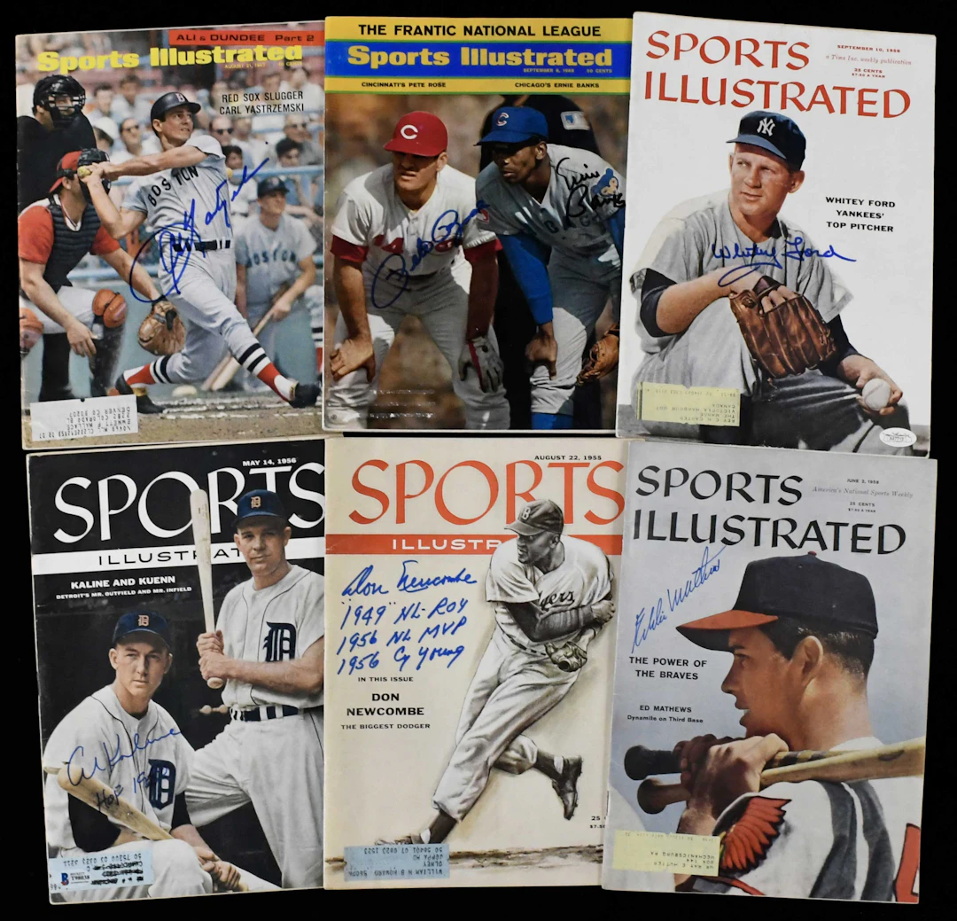 "Lot of (7) star & HOFer-autographed 1955-1971 Sports Illustrated magazines