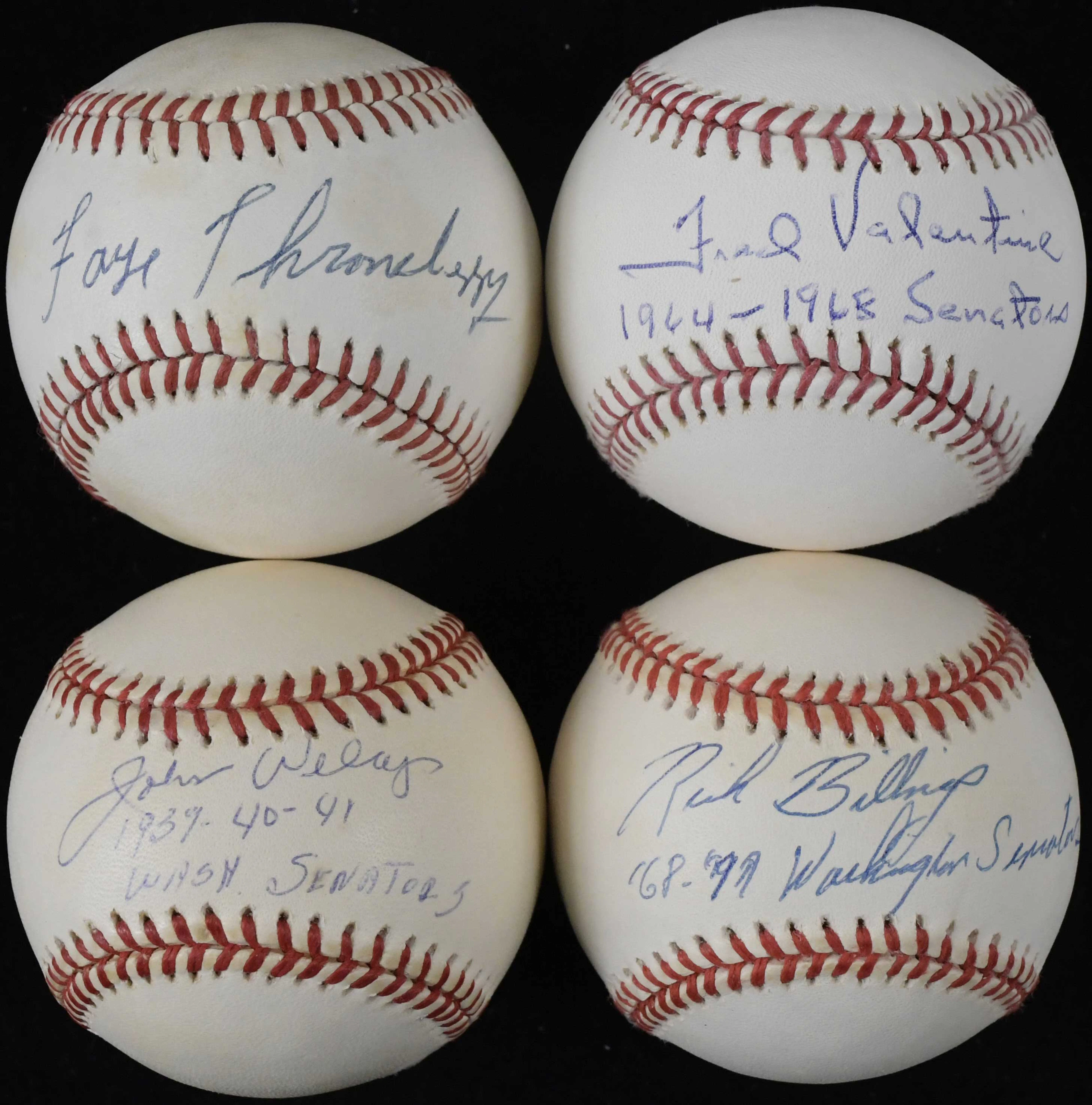 "Lot of (5) Washington Senators signed baseballs...
