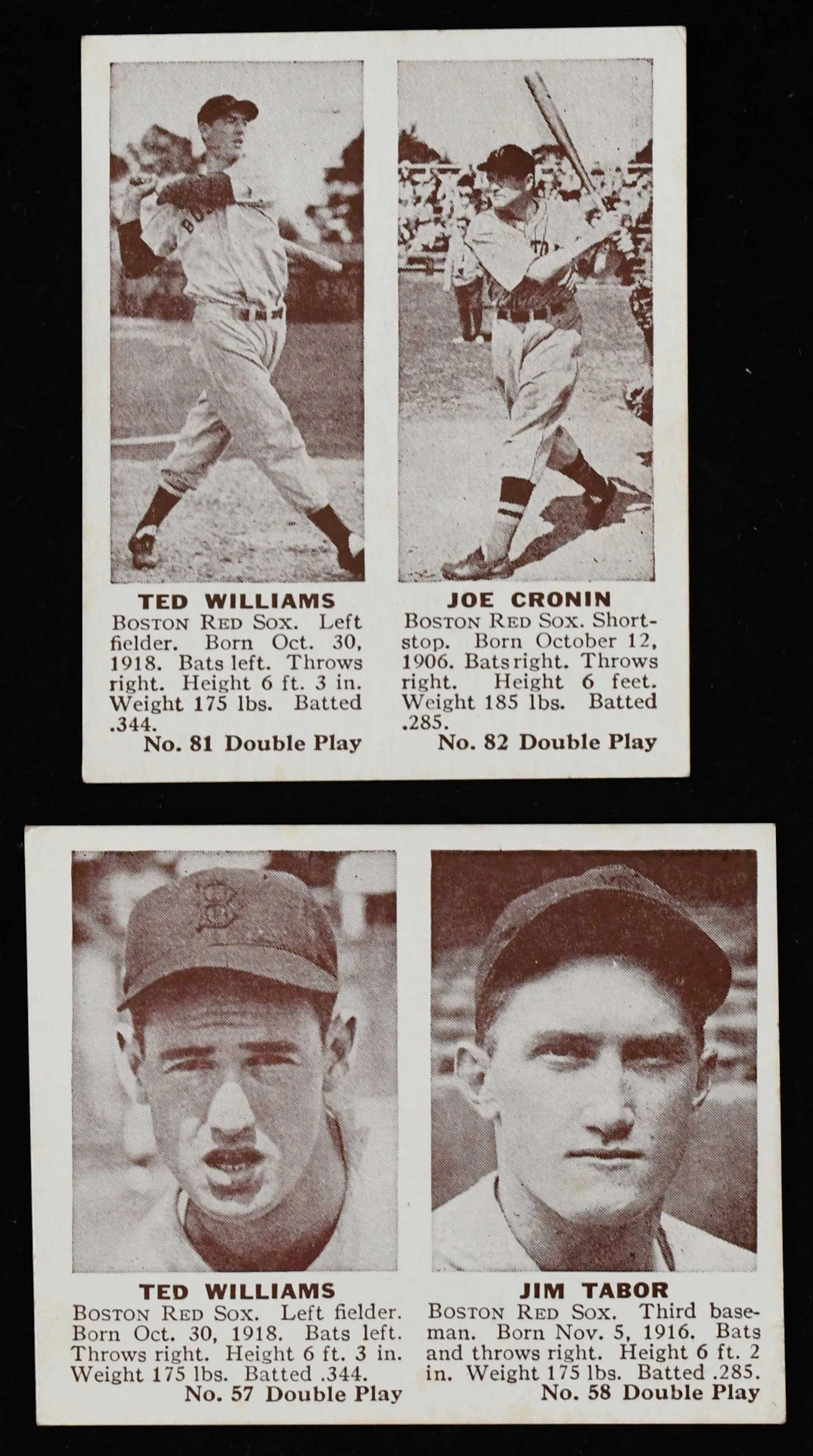 Pair of 1941 Double Play Ted Williams cards (VG+ - VG/EX)