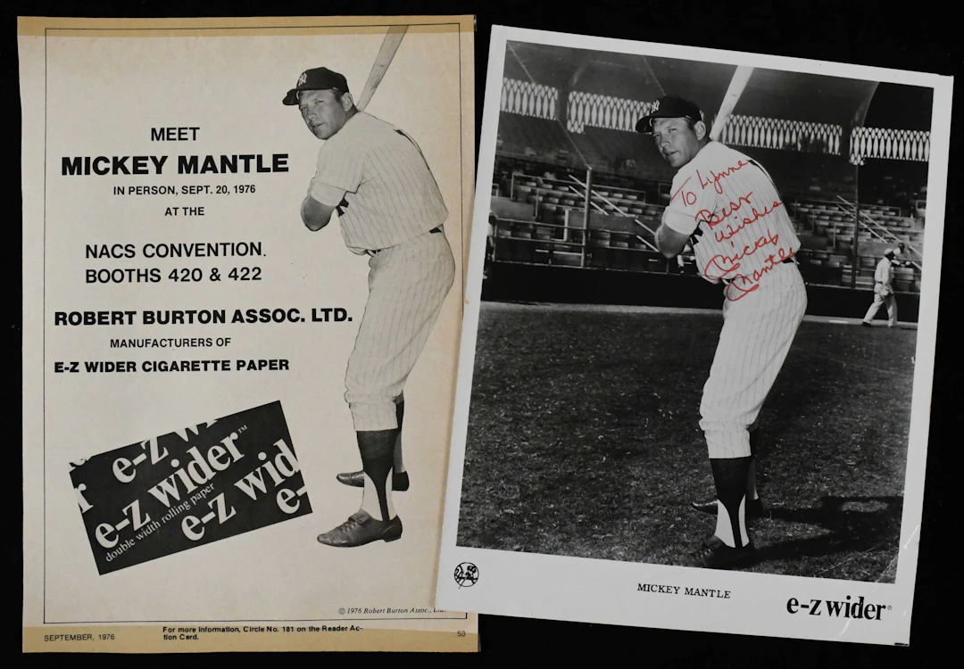 "Mickey Mantle autographed E-Z Wider branded photo with...