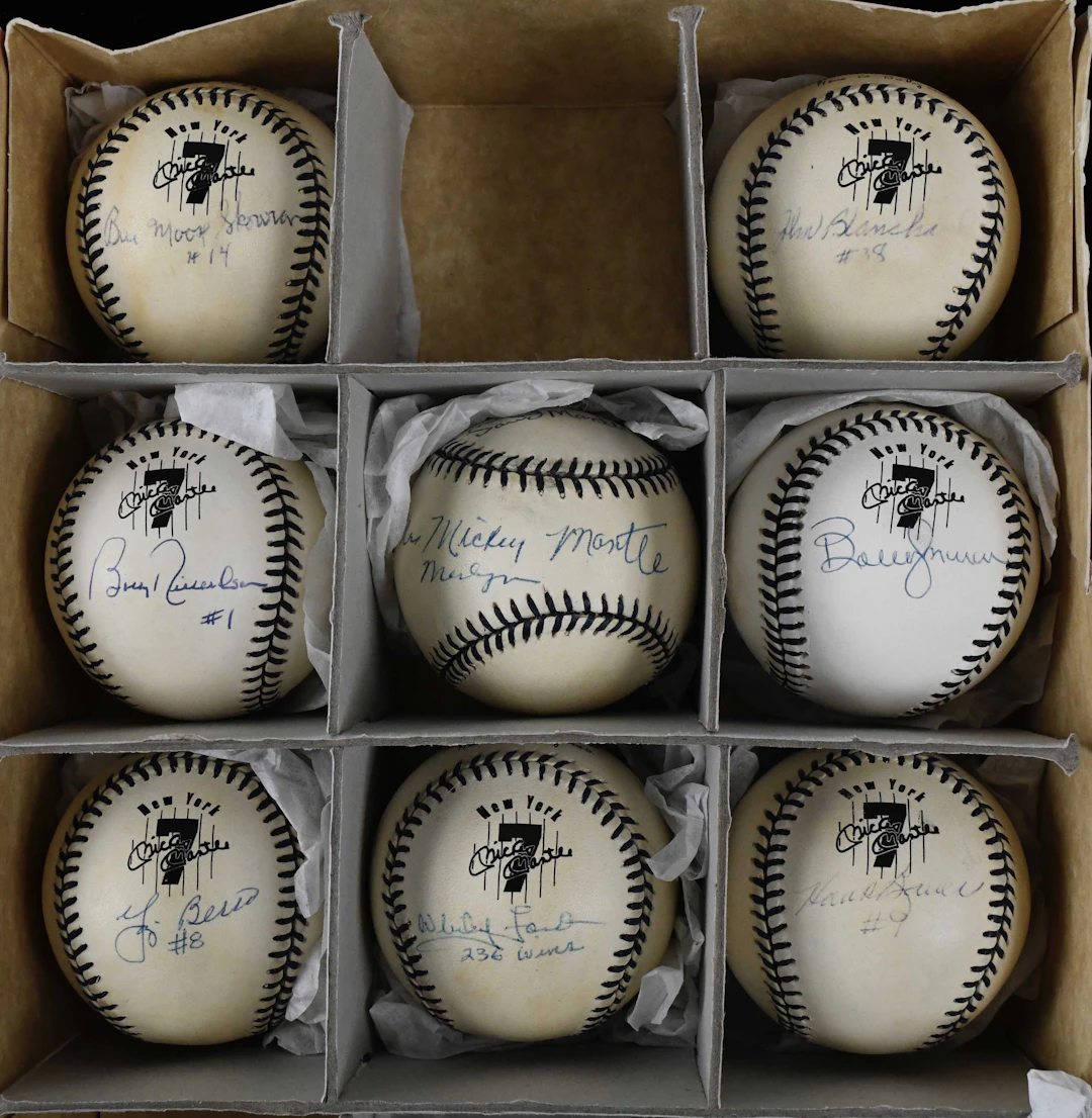 "Set of (9) autographed Rawlings Mickey Mantle...