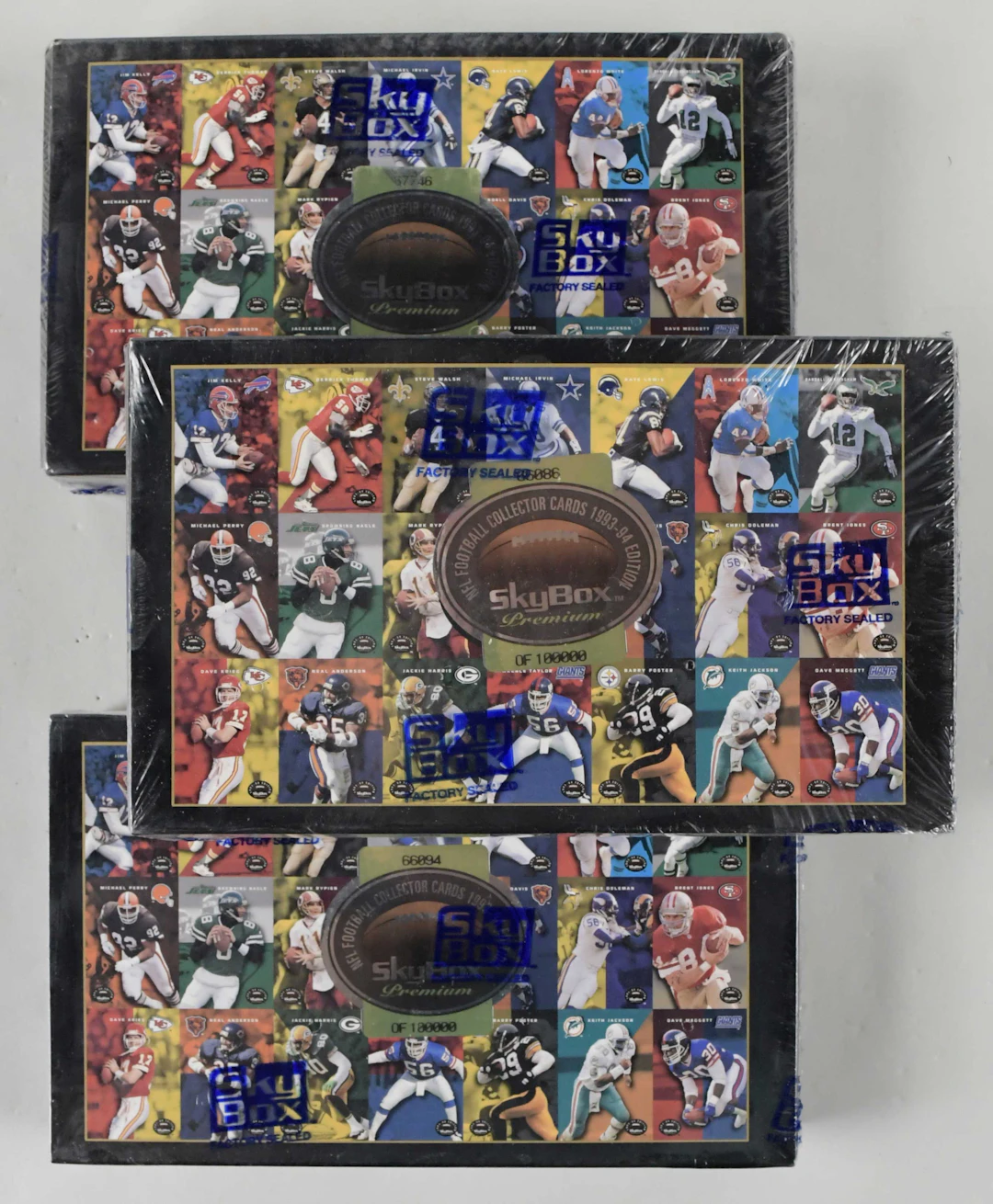 "Lot of (3) 1993-94 Skybox Premium football factory-sealed hobby boxes (NM/MT)