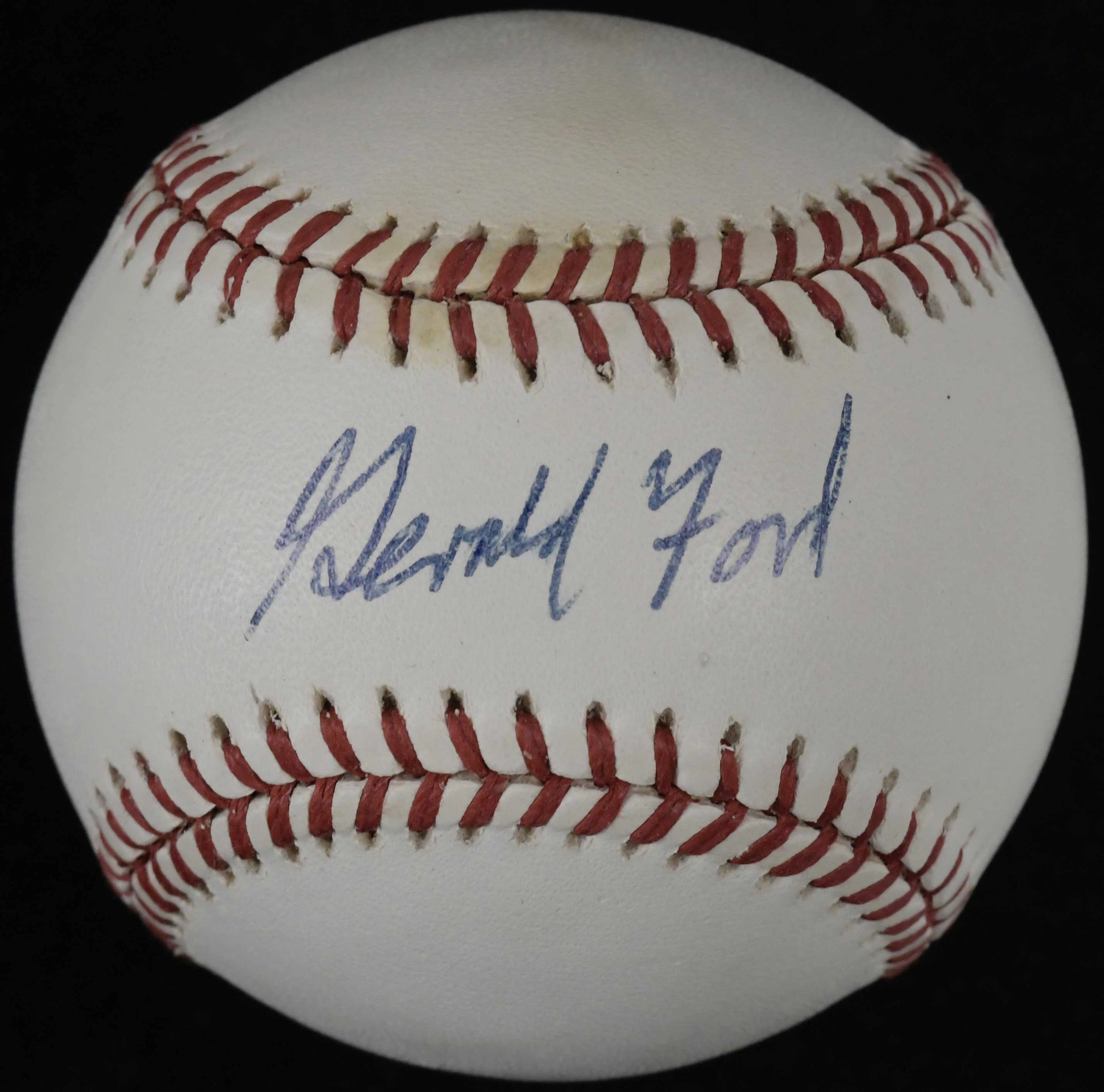 Gerald Ford signed G.Budig AL baseball - JSA (EX/MT)