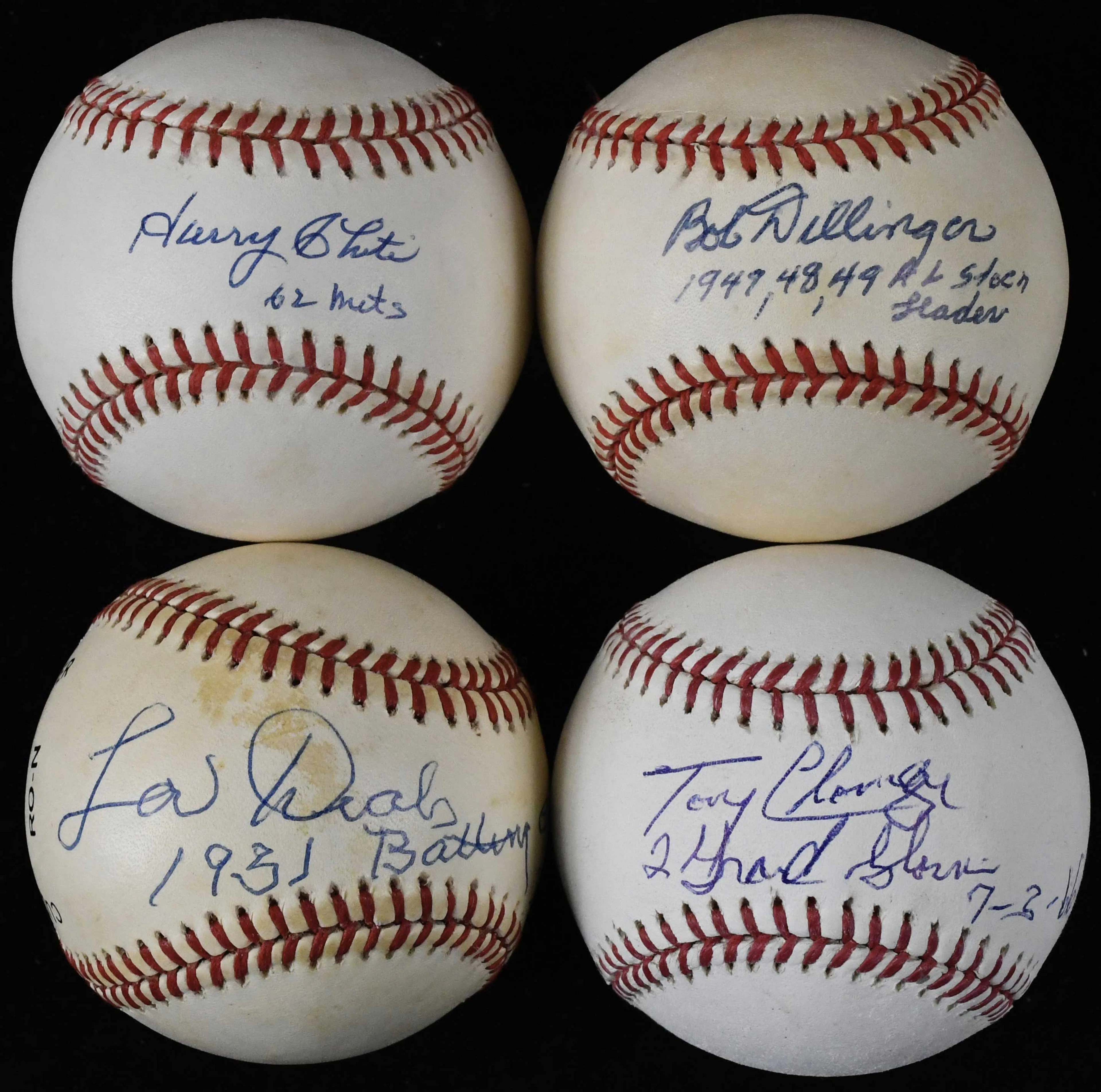 "Lot of (10) signed and inscribed baseballs (VG/EX-NM/MT)
