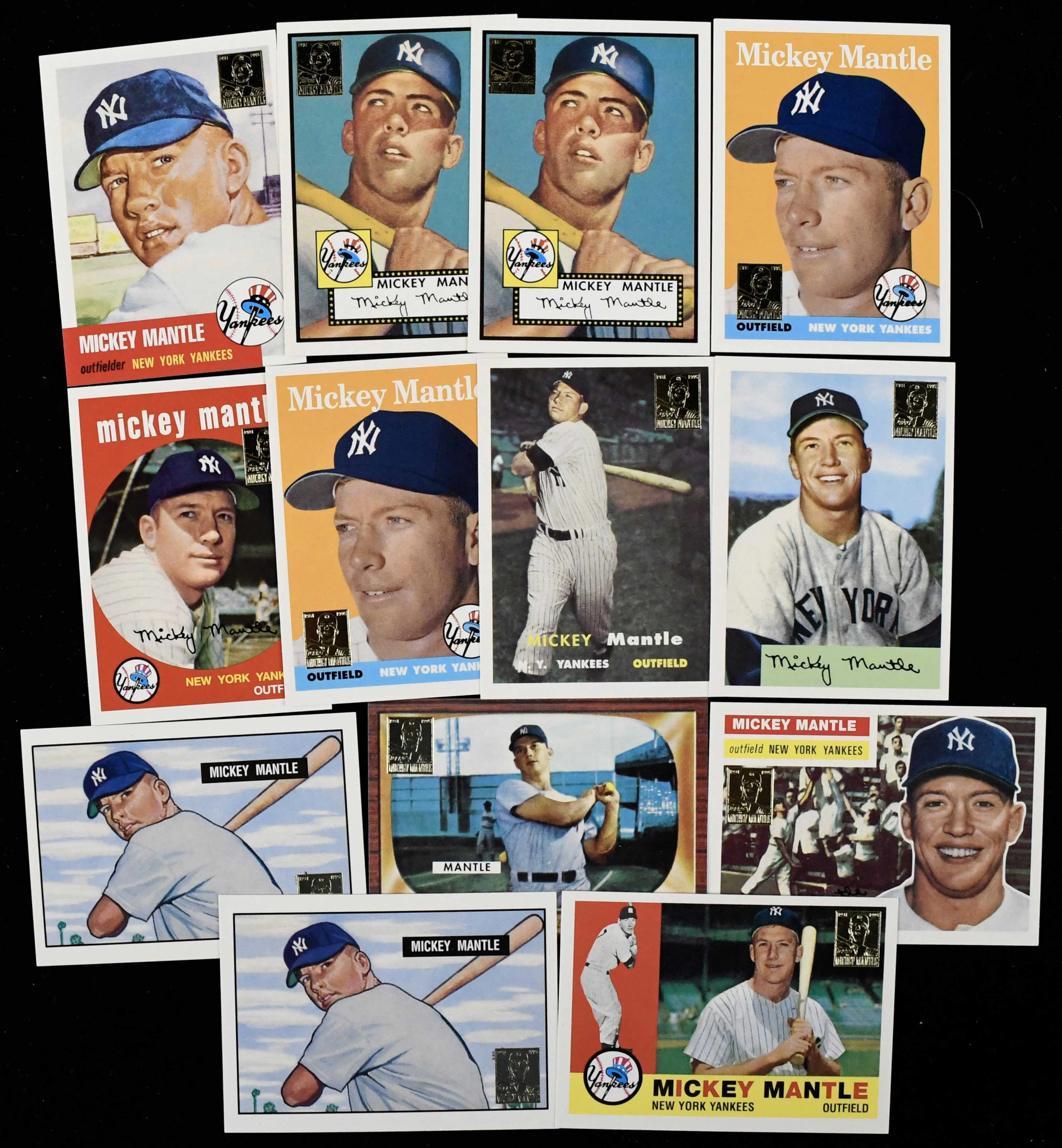 "Lot of (2) 1996 Topps Mickey Mantle commemorative reprint insert sets
