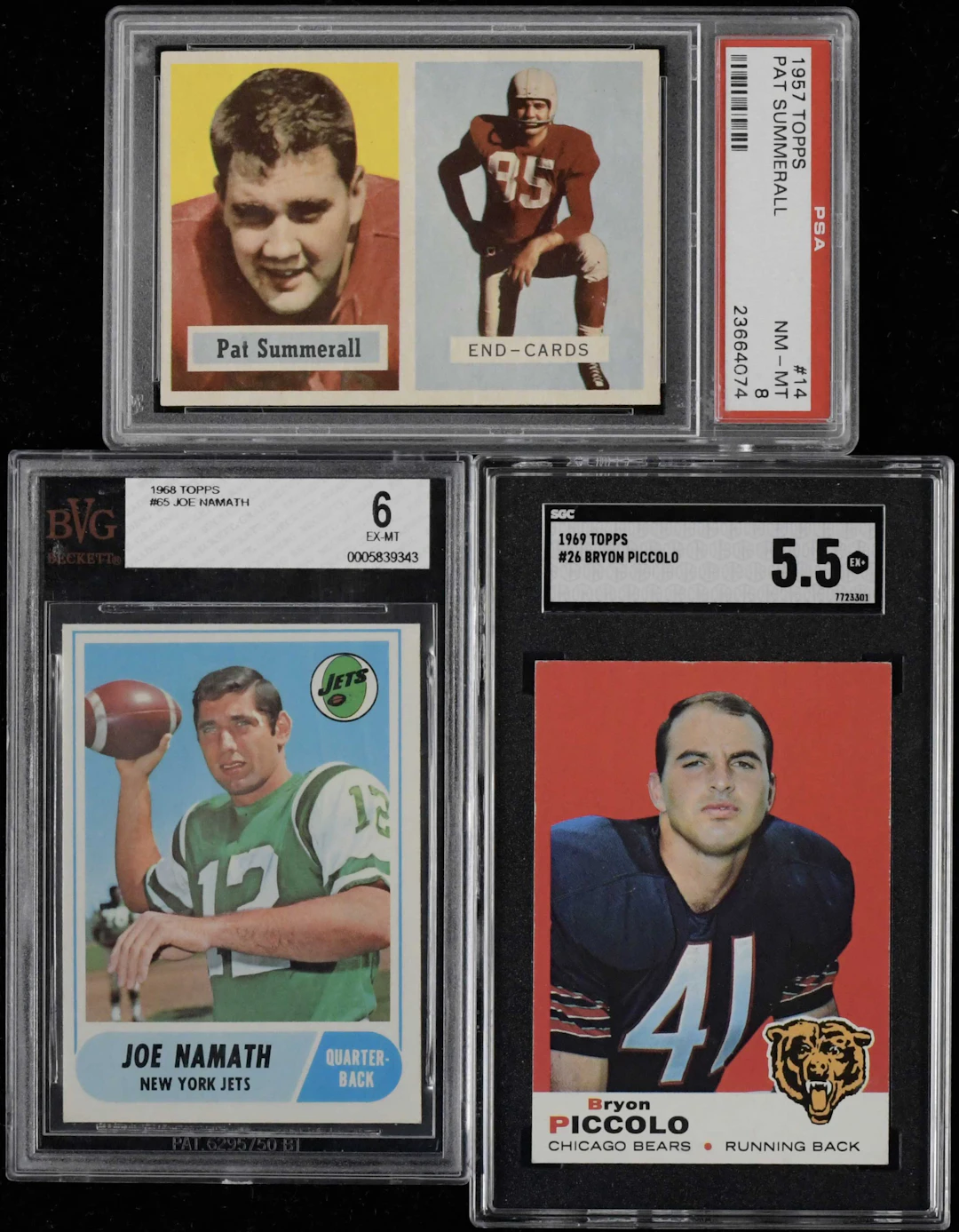 "Lot of (3) graded 1957-1968 FB stars