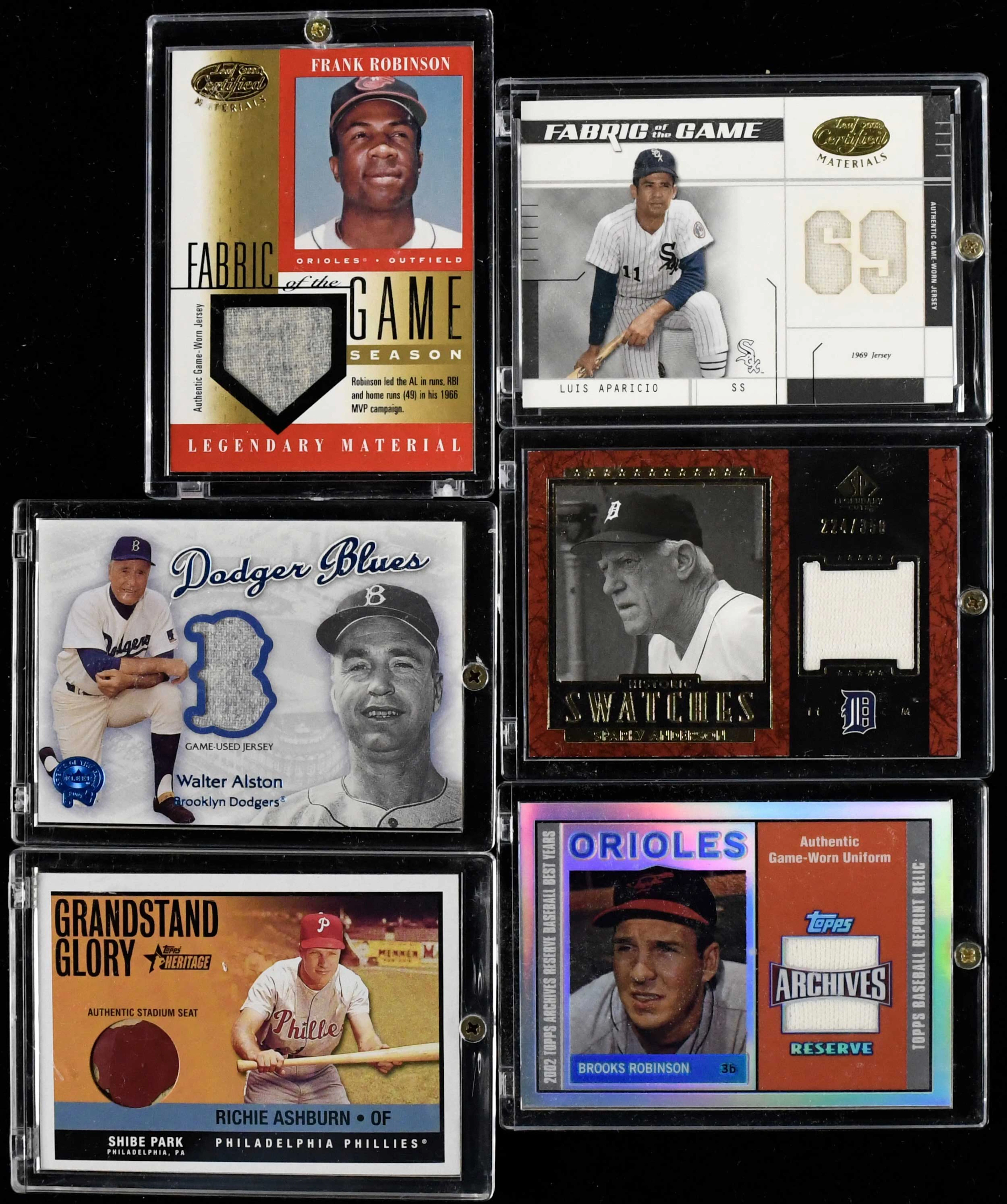 "Lot of (31) Baseball HOFers game used relic insert cards (NM-NM/MT overall)