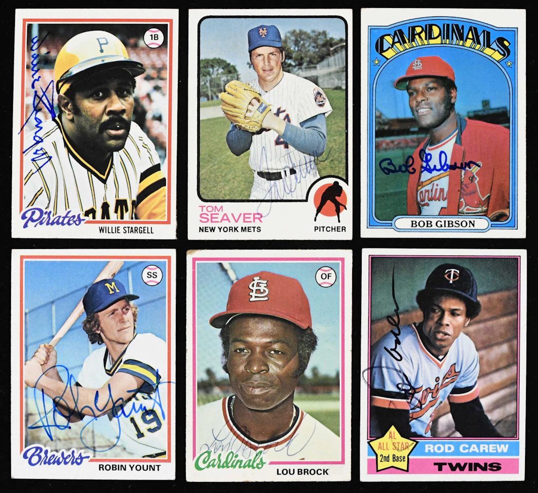 "Lot of (7) Baseball Hall of Famer autographed 1972-1978 Topps cards (Sigs