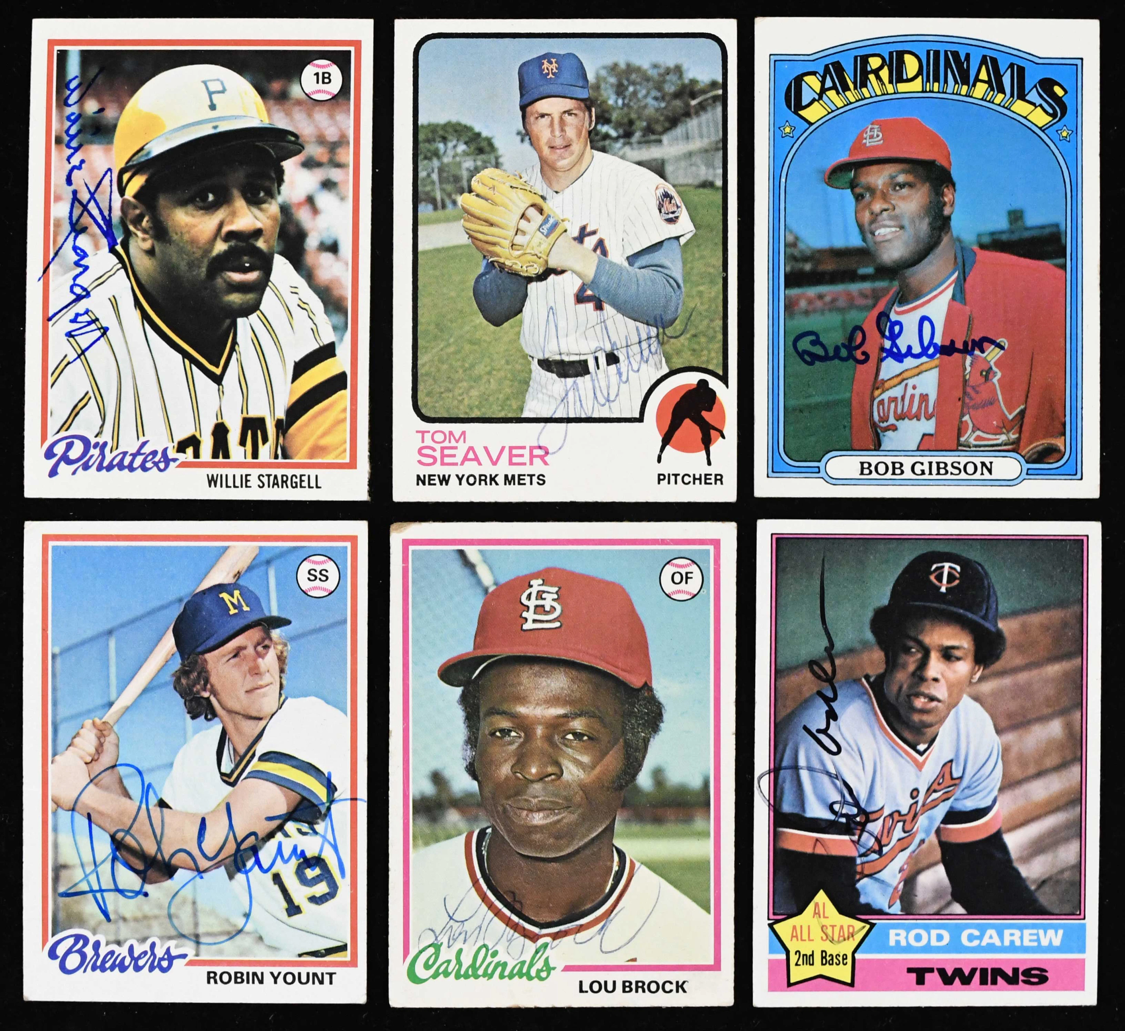 "Lot of (7) Baseball Hall of Famer autographed 1972-1978 Topps cards (Sigs