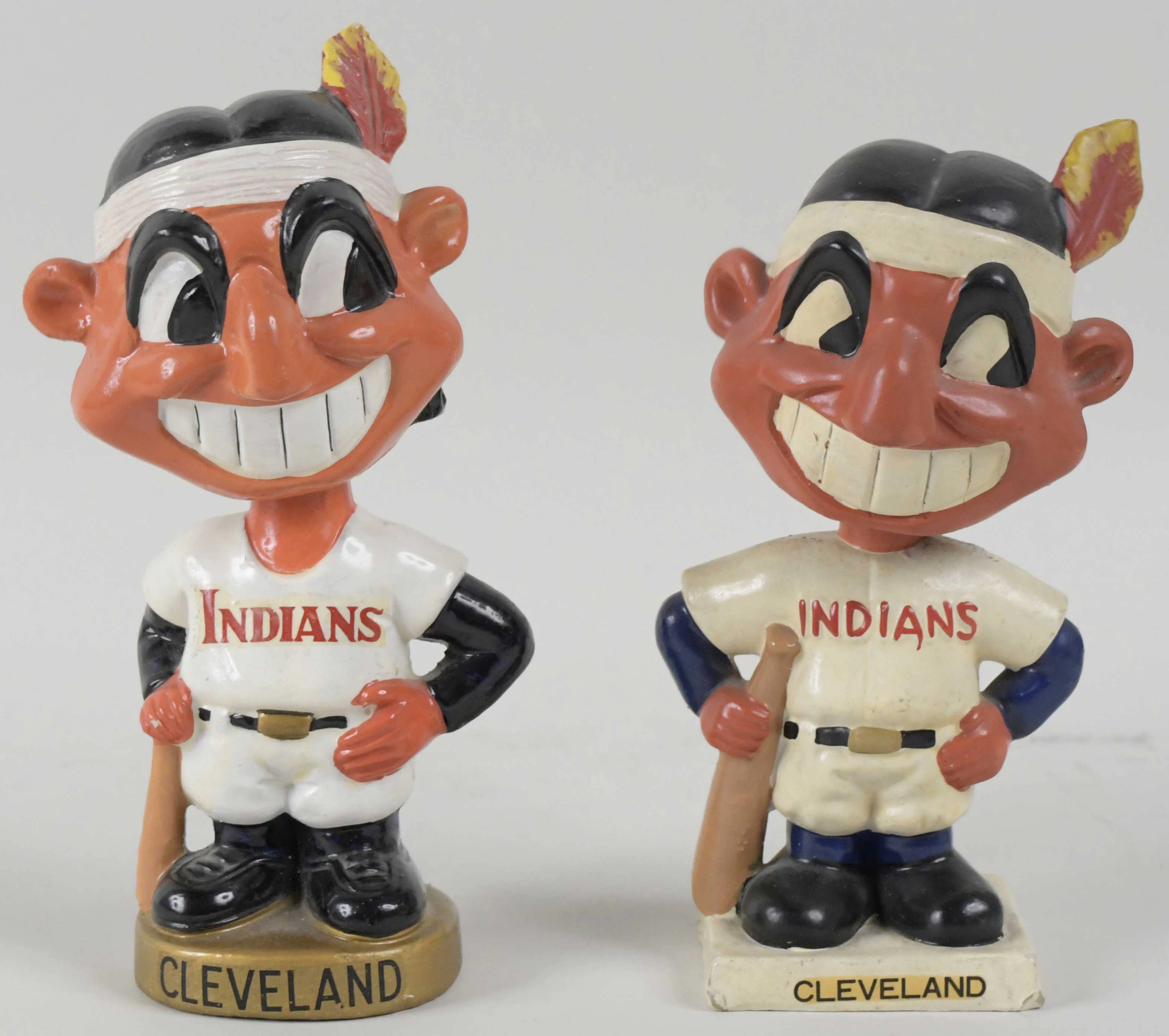 "Cleveland Indians vintage white base and gold base nodders (VG/EX-EX)