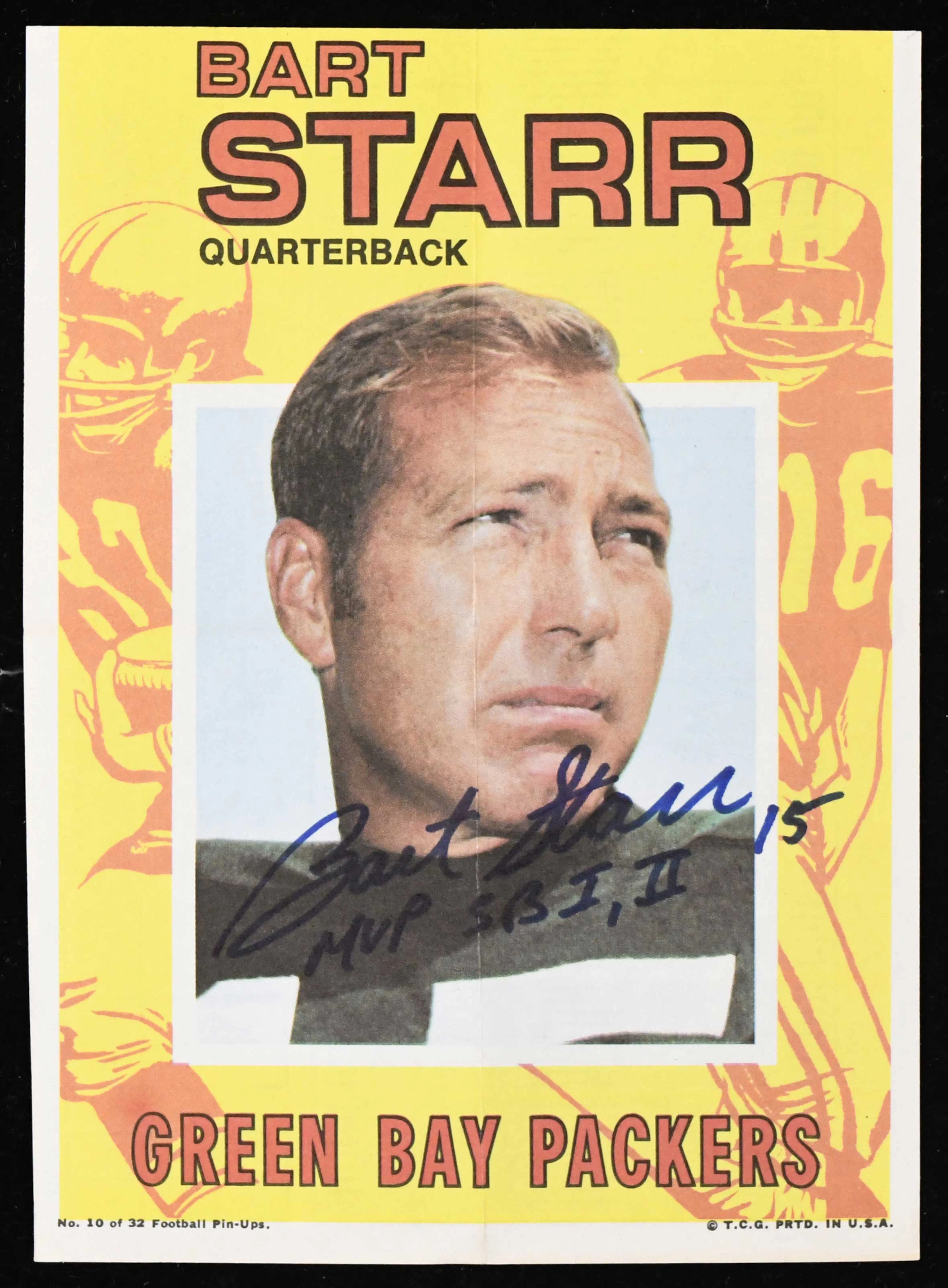 "Bart Starr signed and inscribed 1971 Topps ""Pin-Ups""...