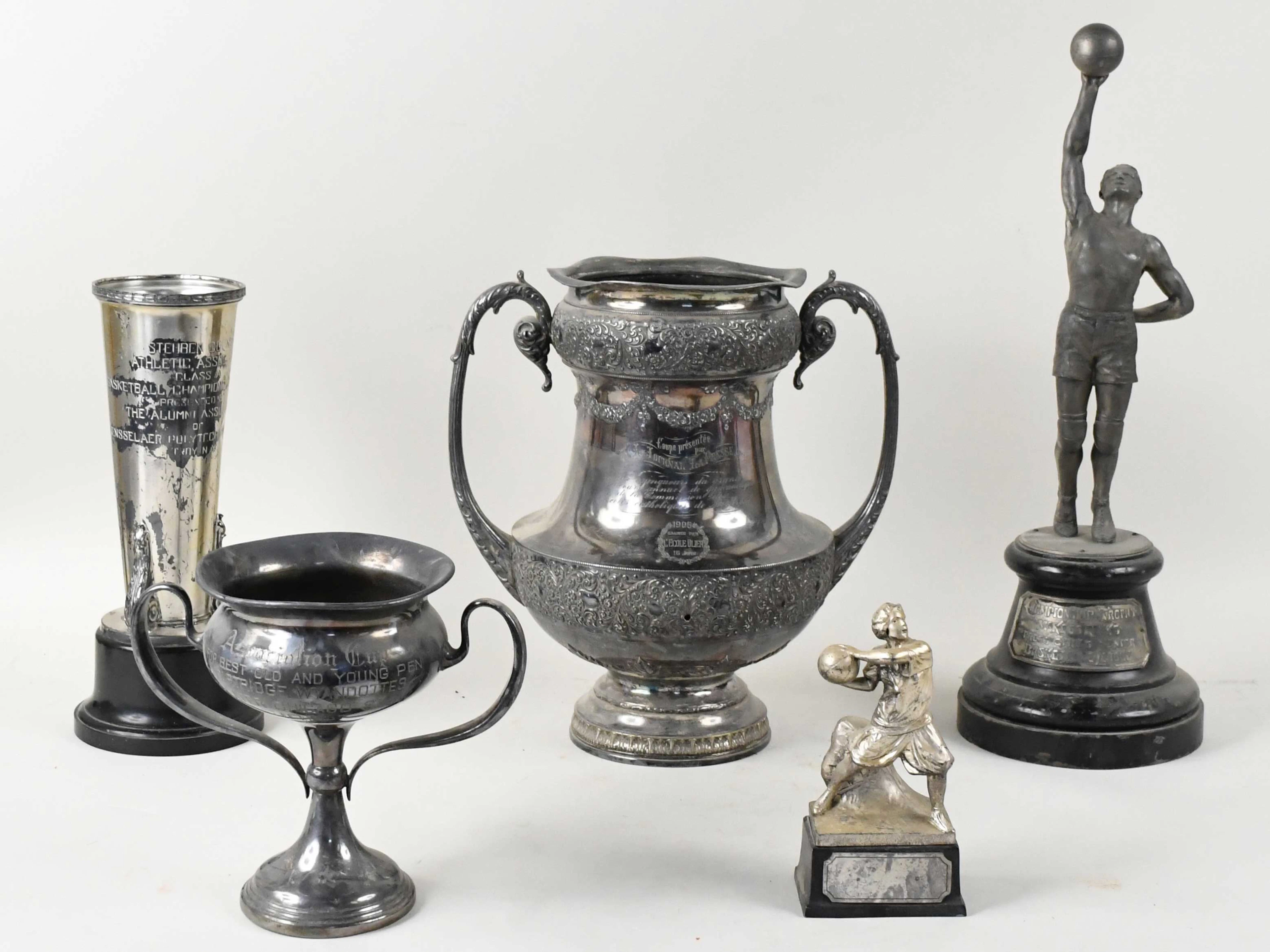 "Lot of (5) vintage trophies from 1906-1930s (GD-VG/EX)