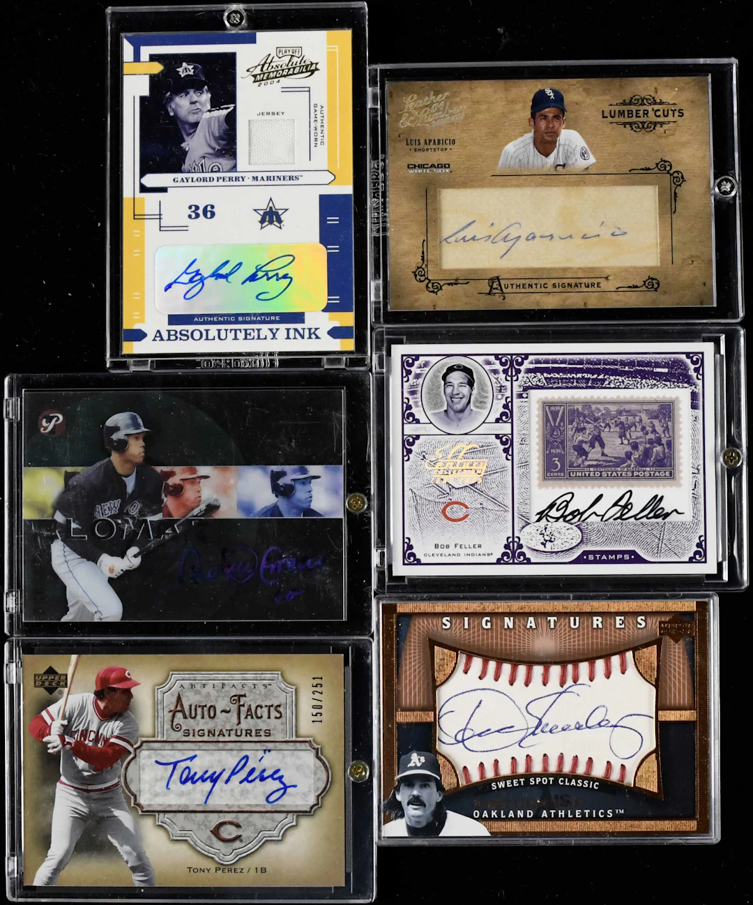 "Lot of (7) Baseball HOFers signed insert cards including...