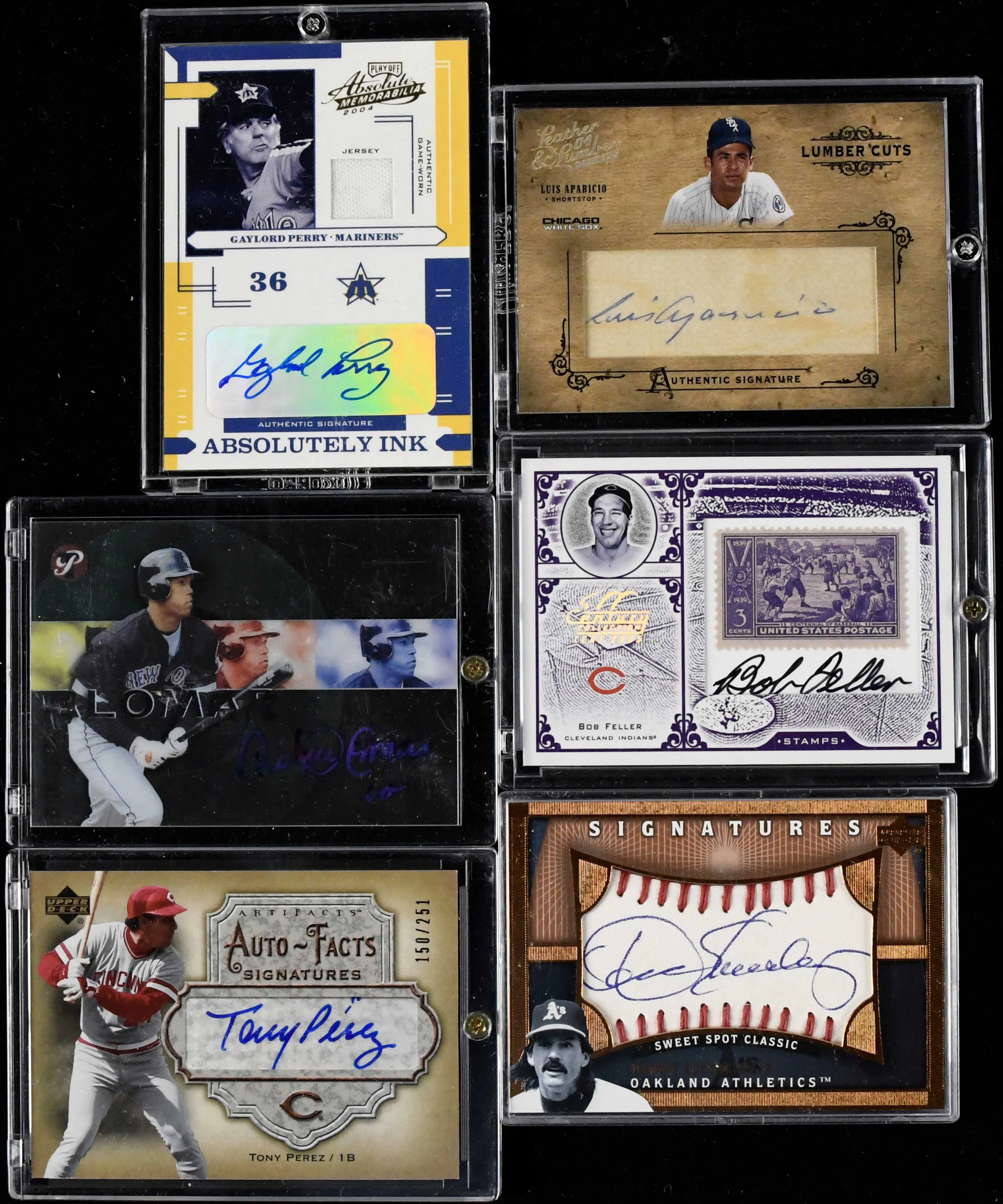 "Lot of (7) Baseball HOFers signed insert cards including...