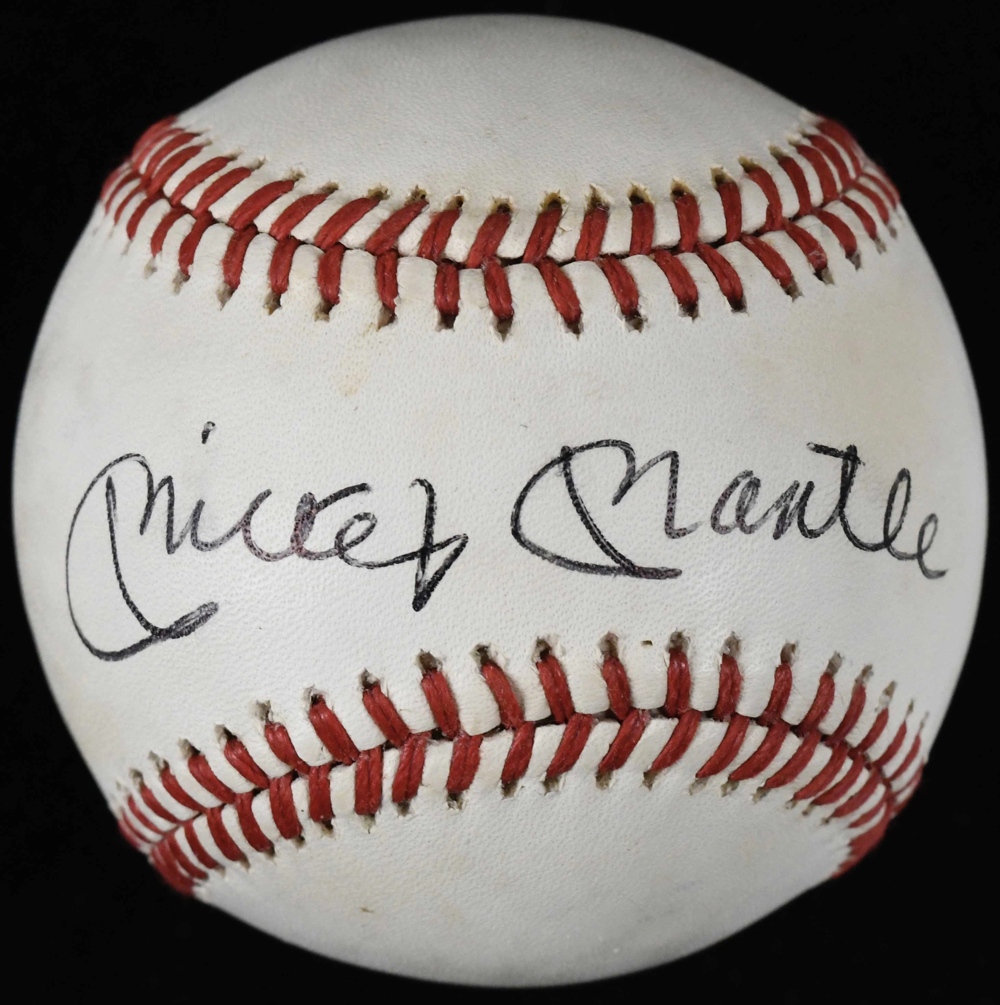 Mickey Mantle single signed baseball (EX/MT) Rawlings...