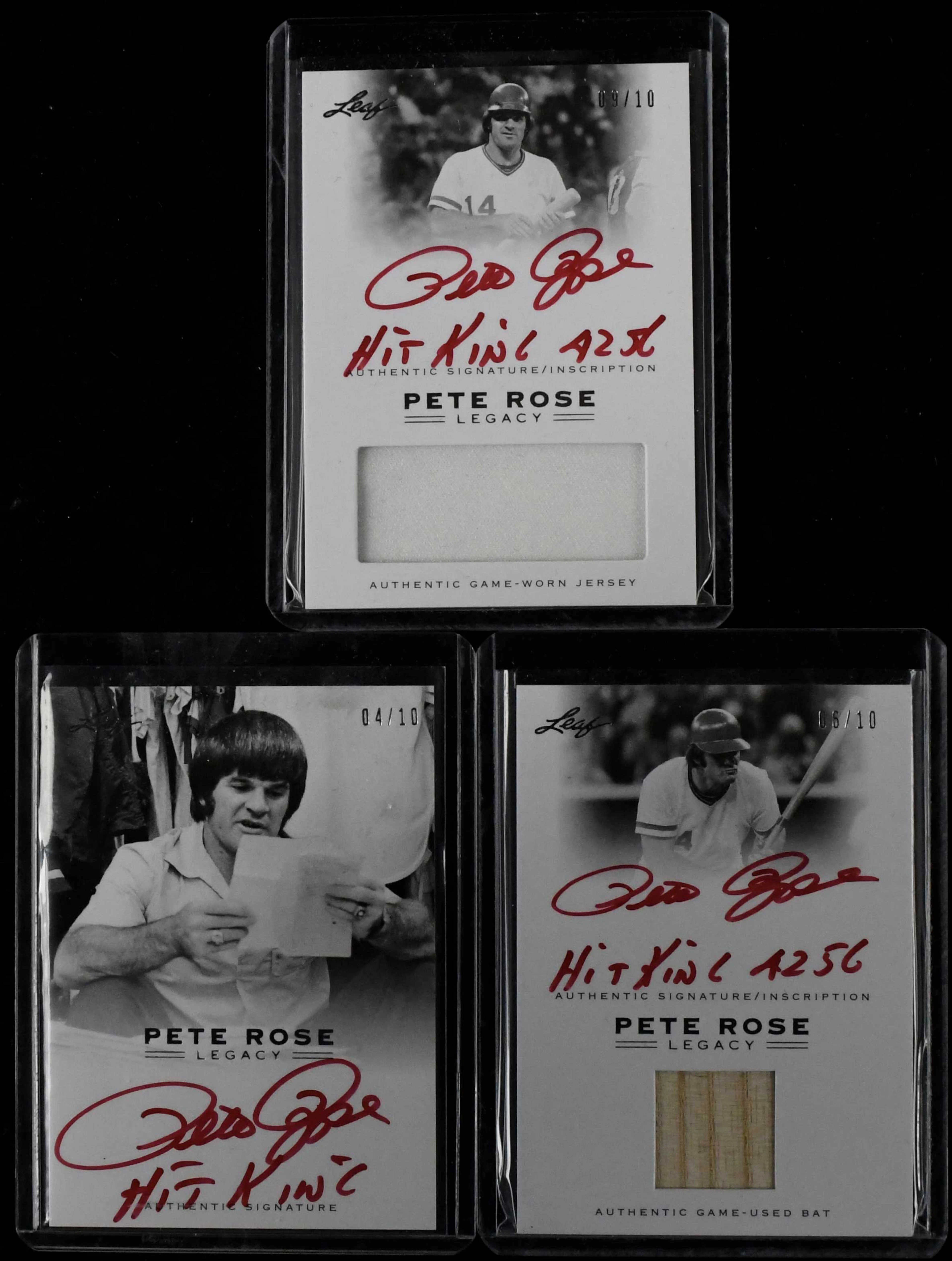 "Lot of (3) Pete Rose signed 2011 Leaf Pete Rose Legacy...