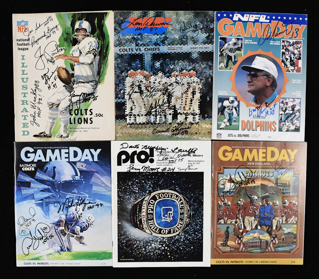 "Lot of (6) multi-signed FB programs & publications with HOFers