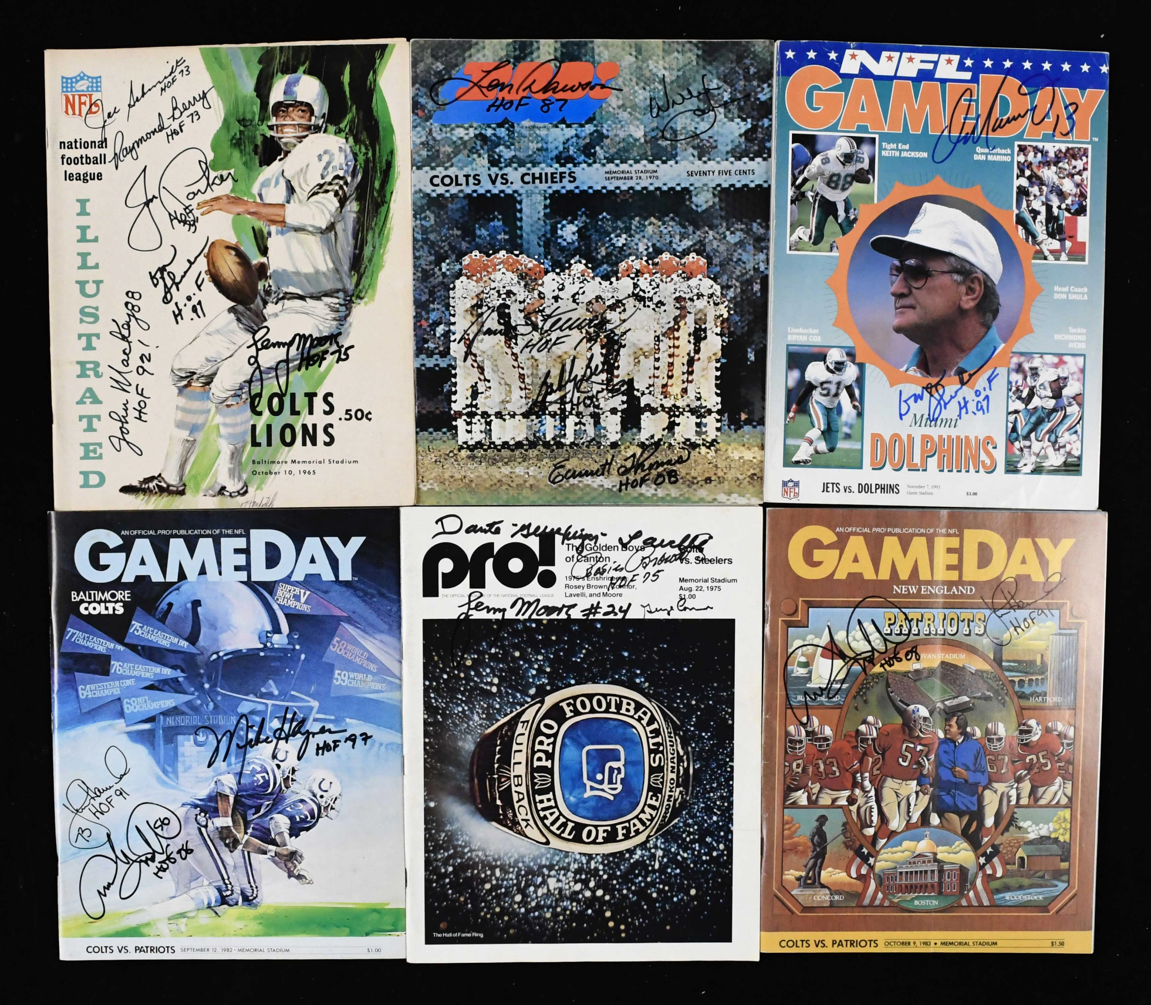 "Lot of (6) multi-signed FB programs & publications with HOFers