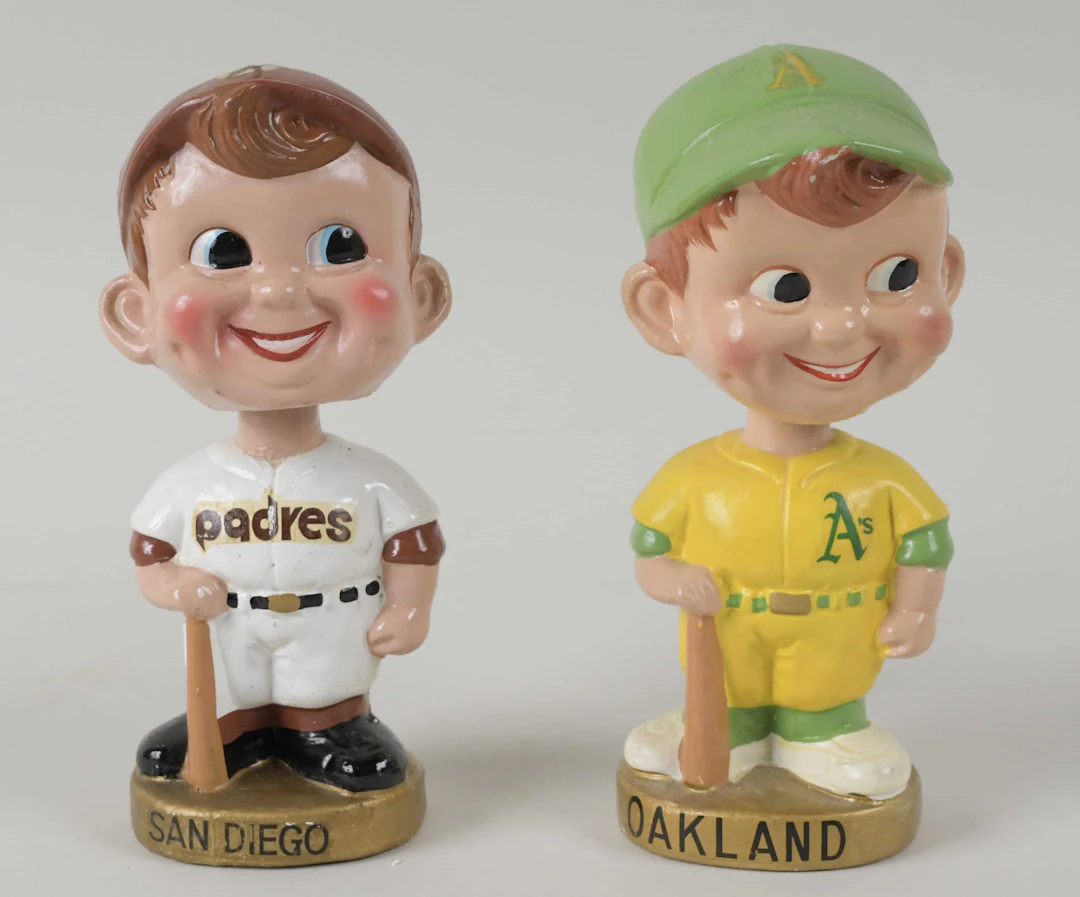 "Oakland A's & San Diego Padres vintage gold base nodders